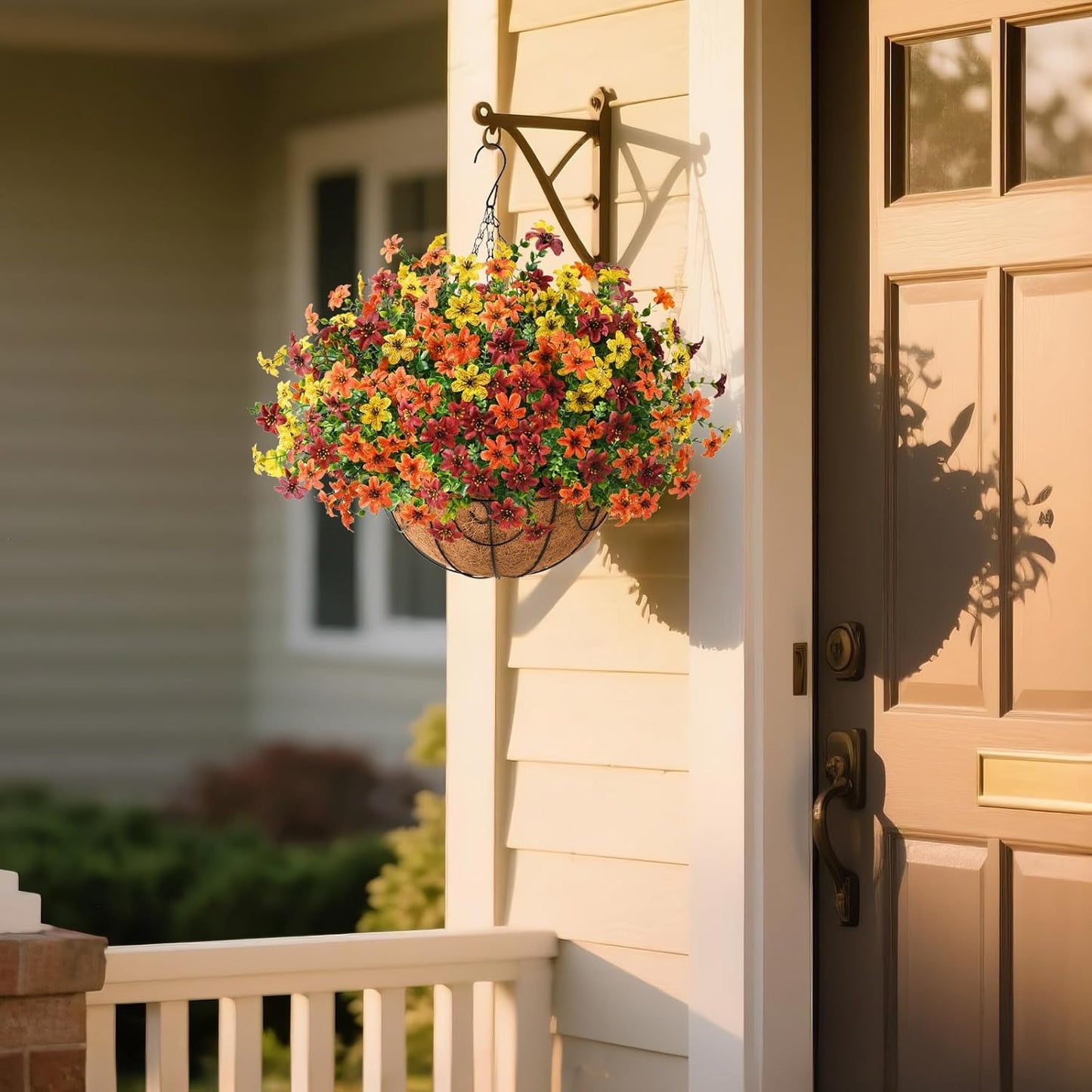 Artificial Fall Flowers Hanging Basket Plants