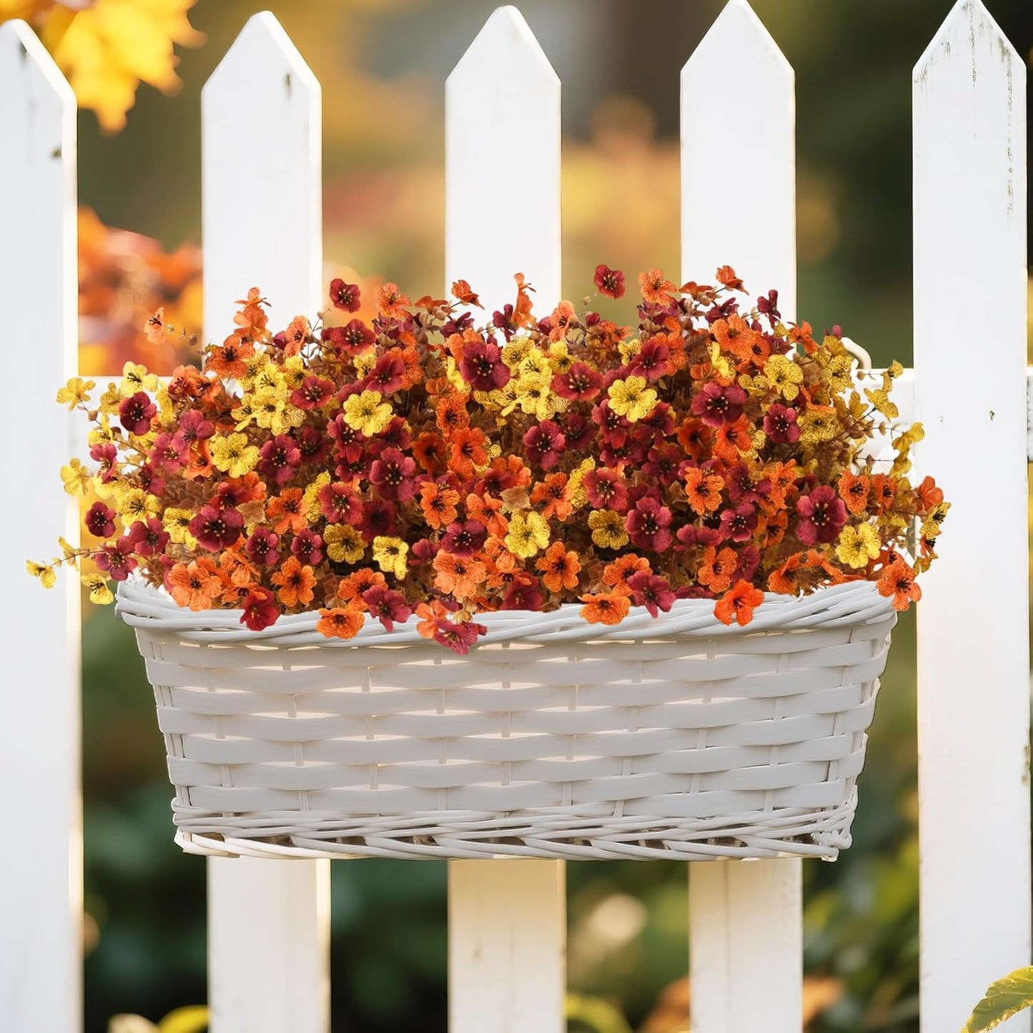 INQCMY Artificial Fake Fall Plants Flowers for Outdoor Outside Decoration - 12 Bundles