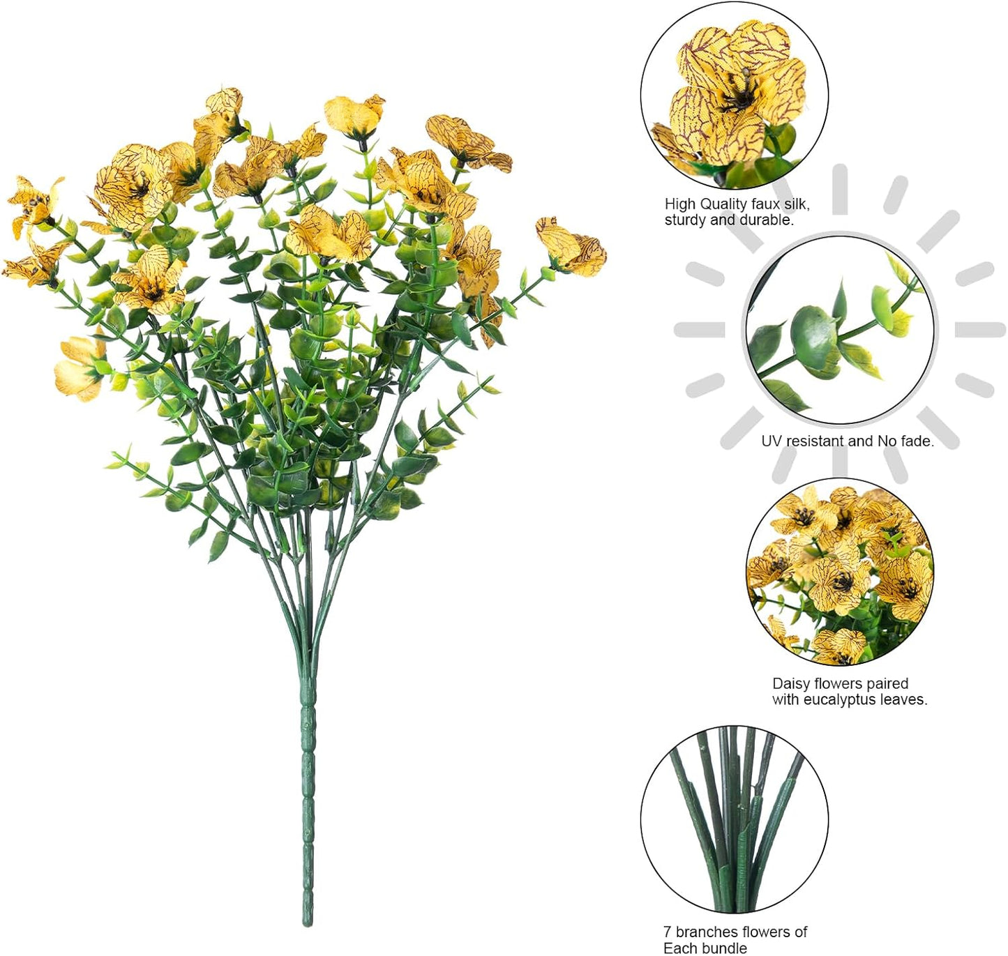 Artificial Fall Flowers Faux Mums for Outdoor Indoor Garden Home Decoration- 12 Bundles
