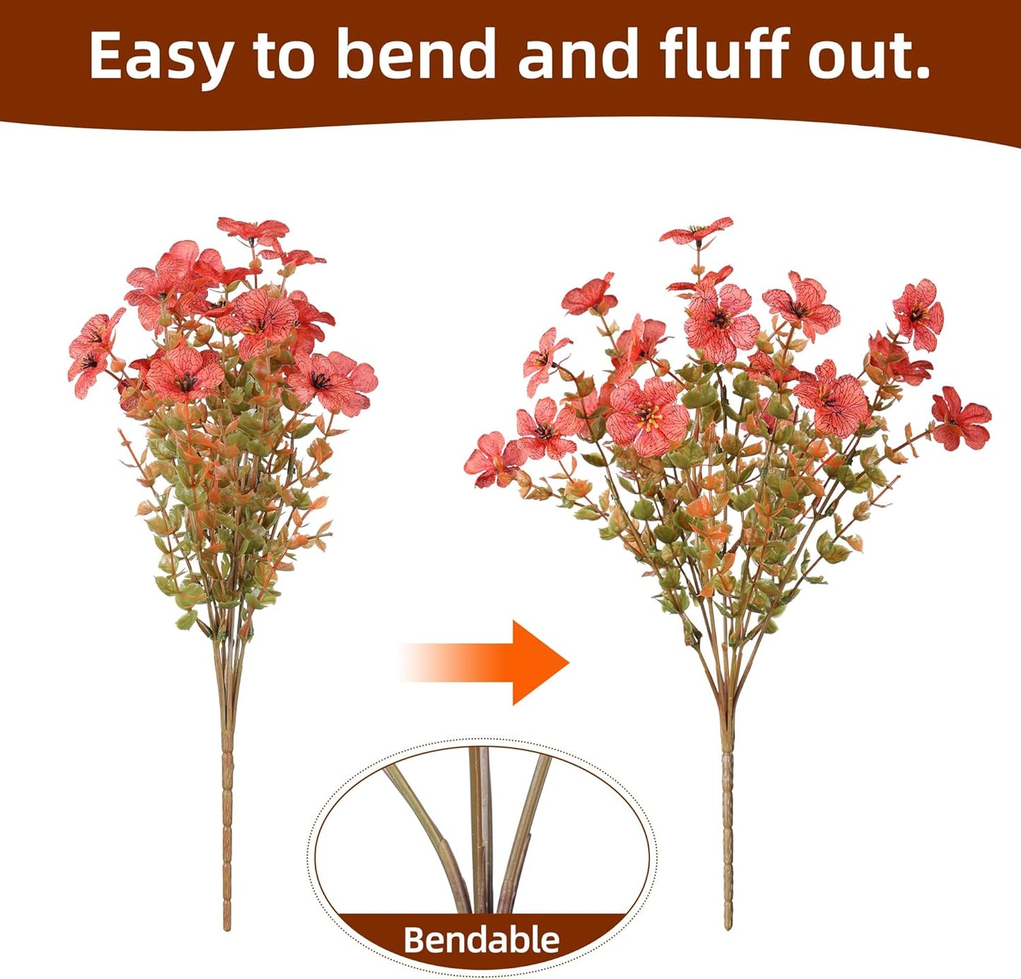 Artificial Fall Flowers Fake Mums Plants for Outdoors Decoration-14 Bundles
