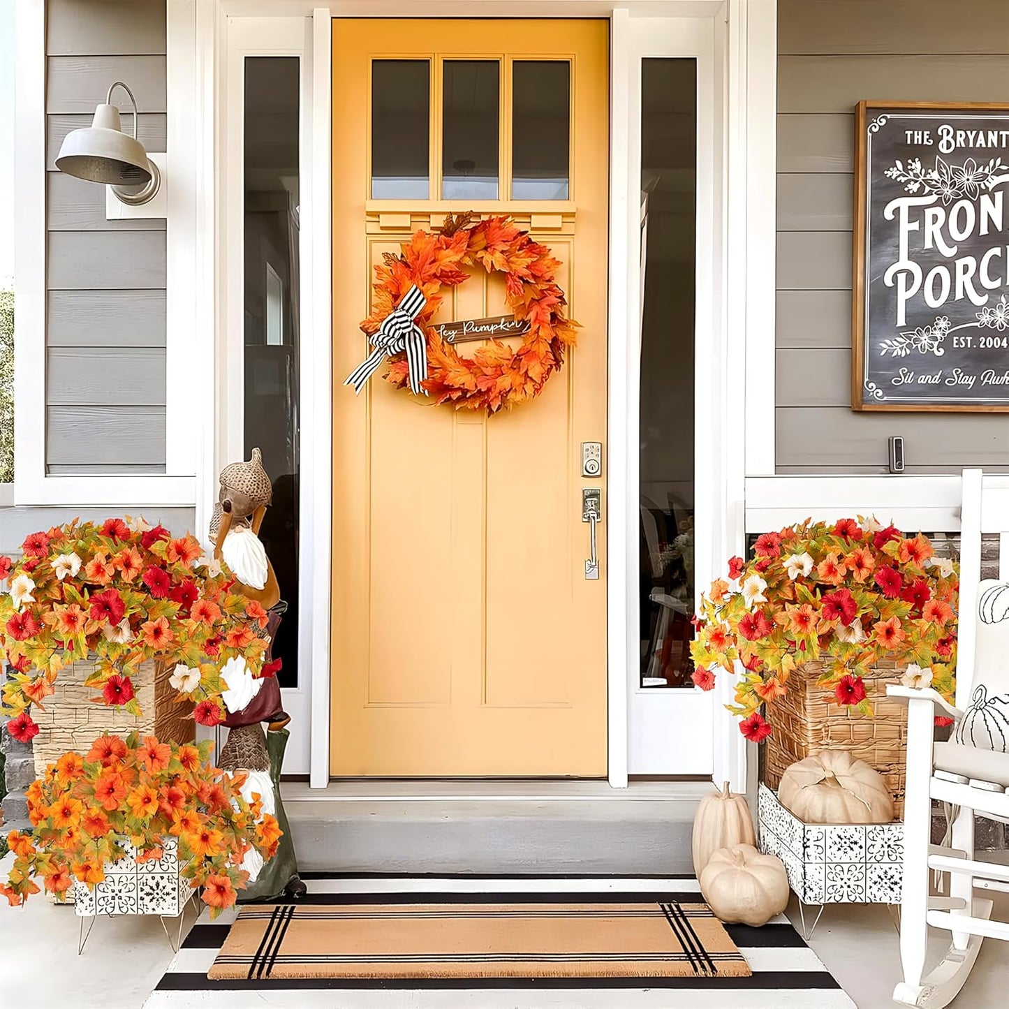 Fall Flowers Artificial for Decoration Fake Petunias Plants for Outdoor-2PCS
