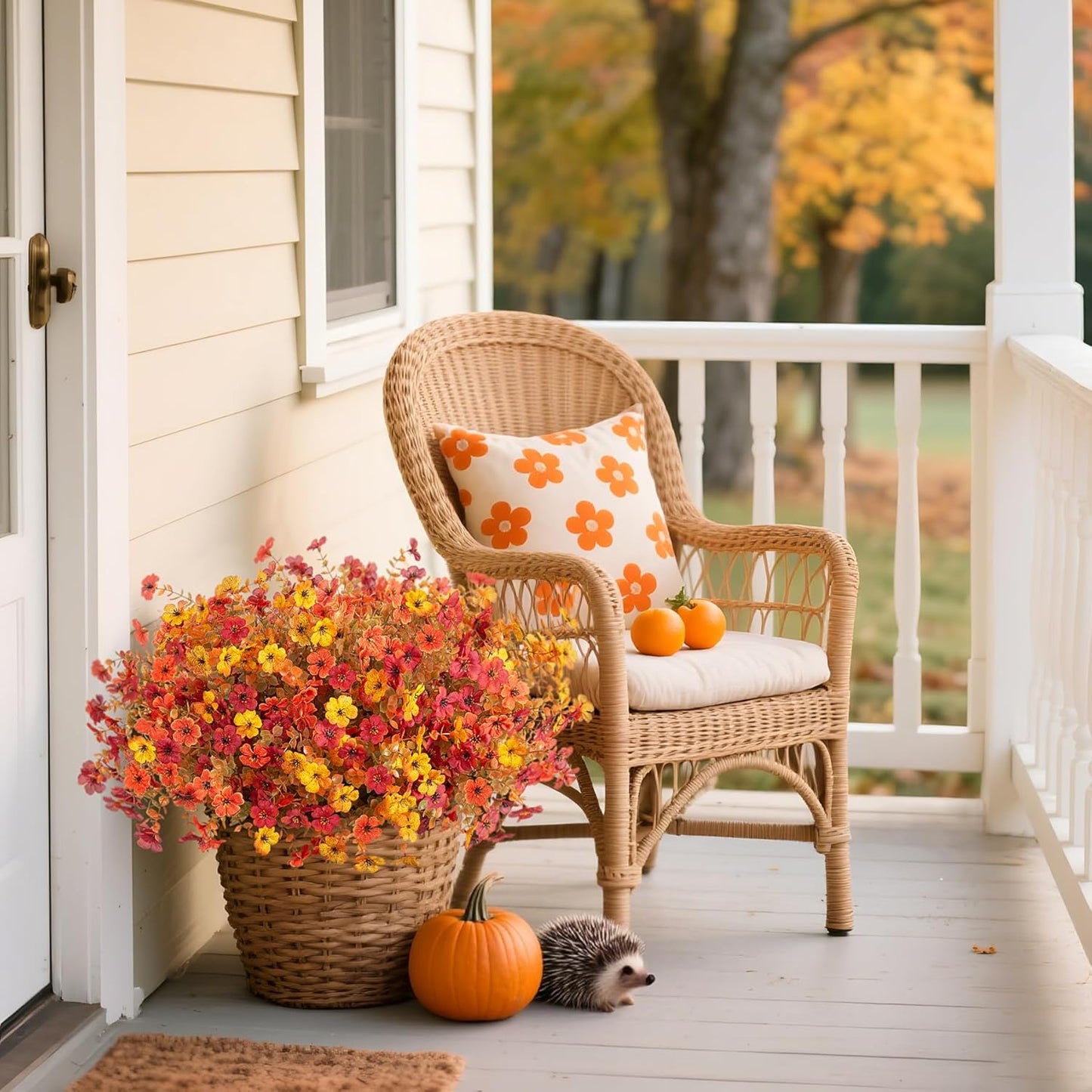 12 Bundles Fake Mums Fall Flowers Artificial for Outdoors Decoration