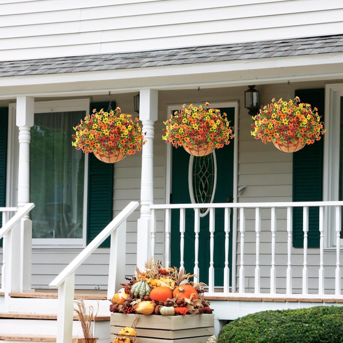 Artificial Fall Flowers Hanging Basket Plants