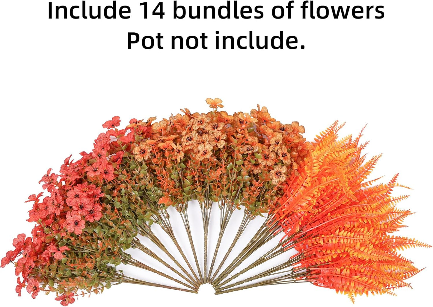 Artificial Fall Flowers Fake Mums Plants for Outdoors Decoration-14 Bundles