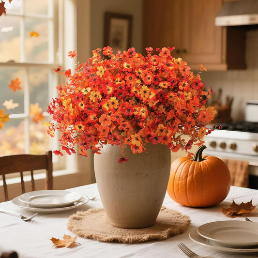 Artificial Fall Flowers for Decoration Fake Flowers Outdoor Artificial Plants - 12 Bundles
