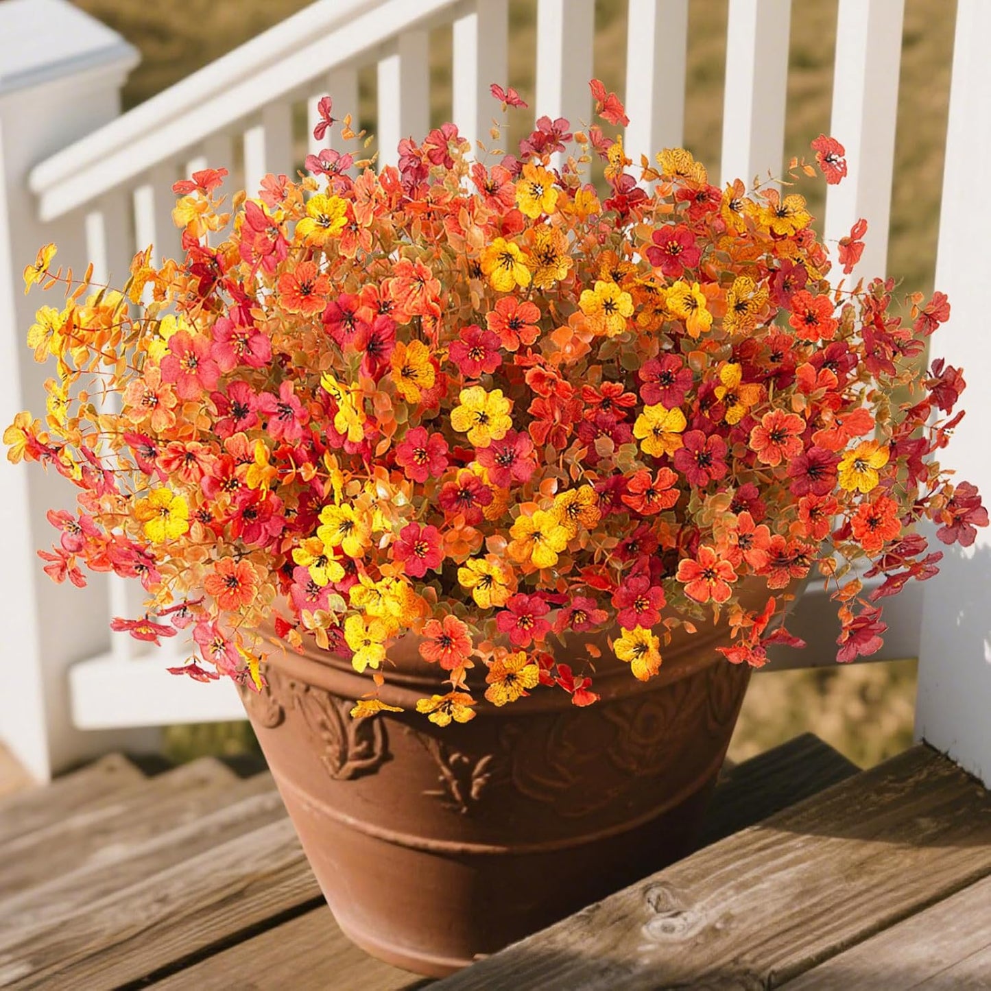12 Bundles Fake Mums Fall Flowers Artificial for Outdoors Decoration