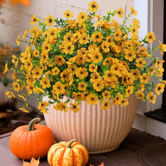 16 Bundles Artificial Mums Fall Flowers for Outdoors