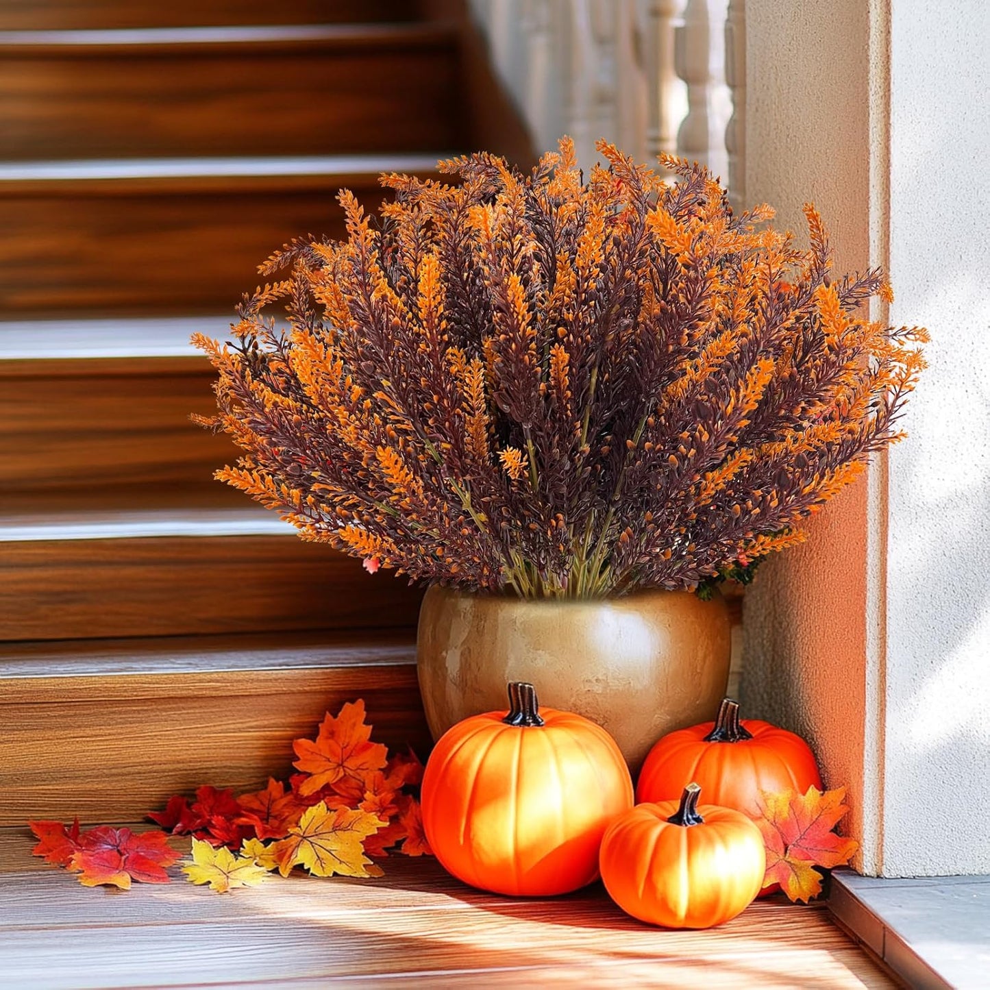 TURNMEON 10 Bundles Artificial Fall Flowers for Outdoors Fall Decorations