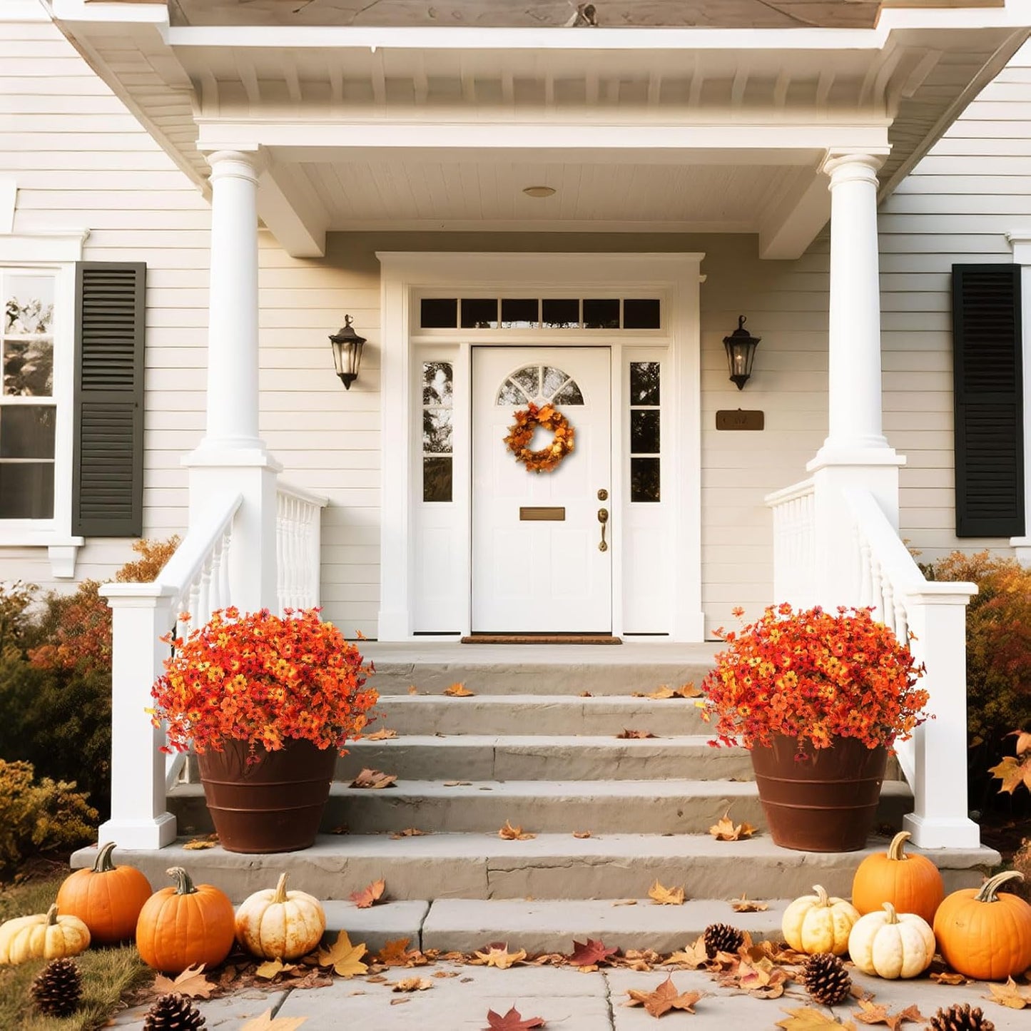 Artificial Fall Flowers for Decoration Fake Flowers Outdoor Artificial Plants - 12 Bundles
