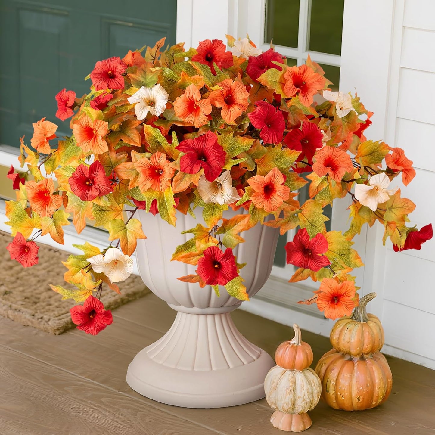 Fall Flowers Artificial for Decoration Fake Petunias Plants for Outdoor-2PCS