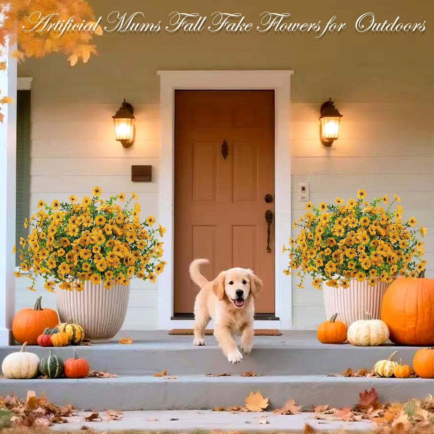 16 Bundles Artificial Mums Fall Flowers for Outdoors