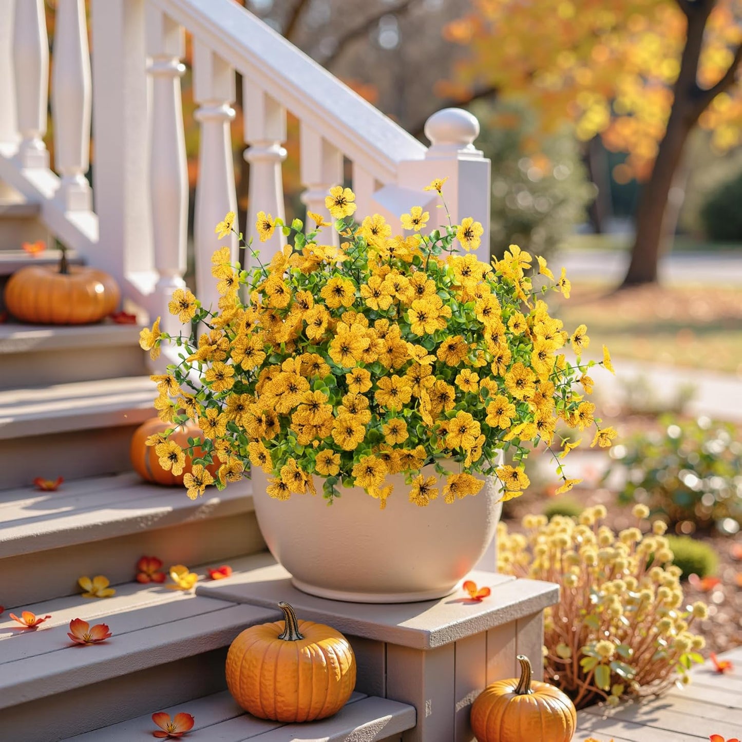 16 Bundles Artificial Mums Fall Flowers for Outdoors