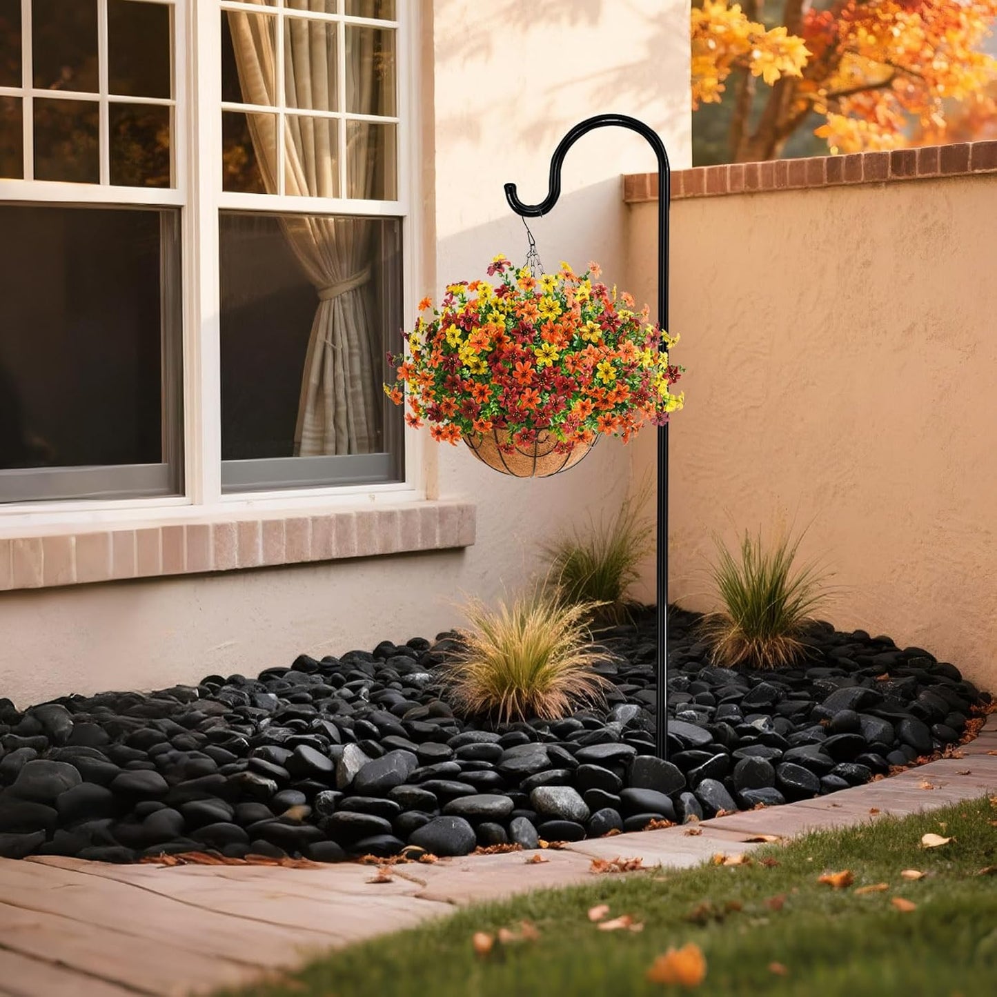Artificial Fall Flowers Hanging Basket Plants