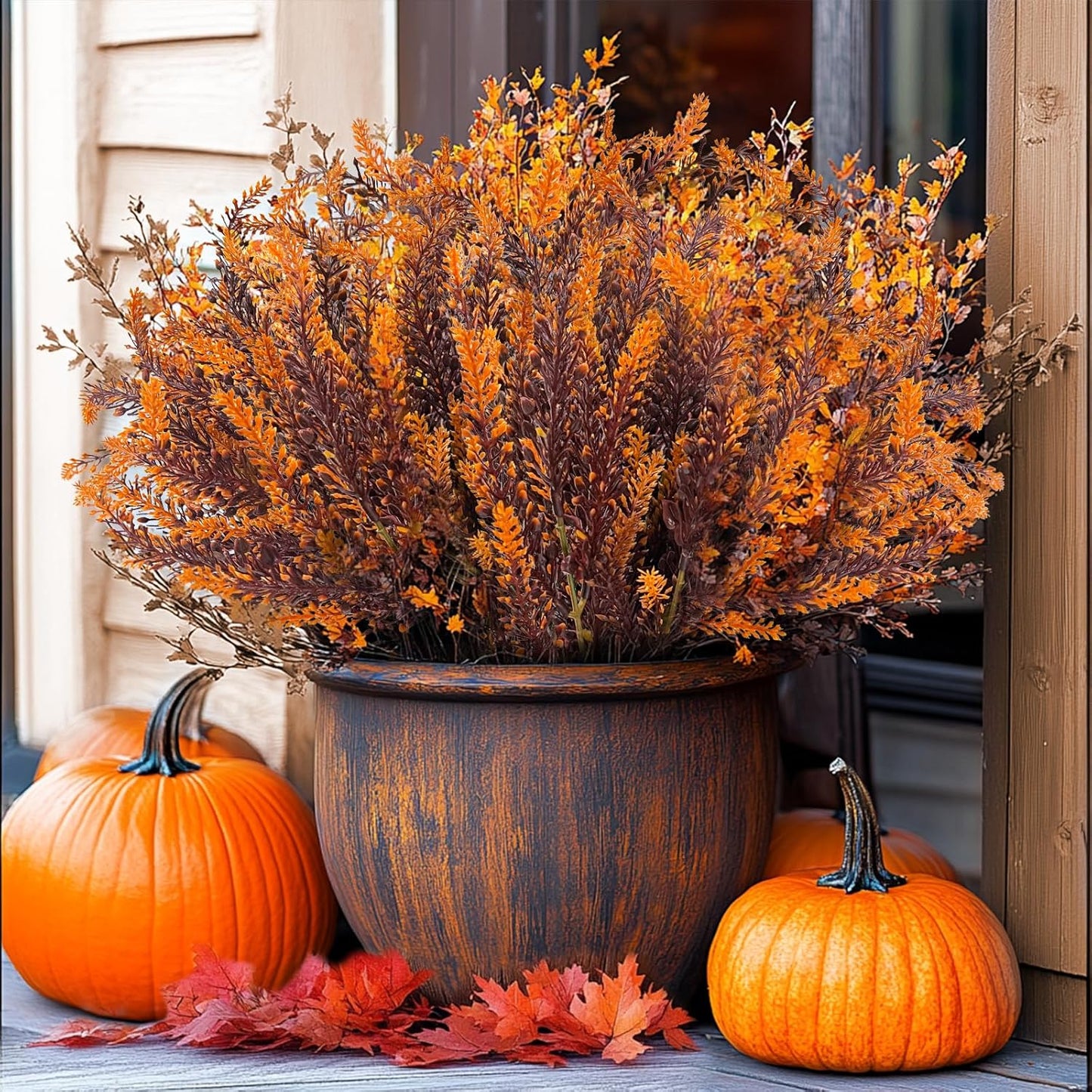 TURNMEON 10 Bundles Artificial Fall Flowers for Outdoors Fall Decorations