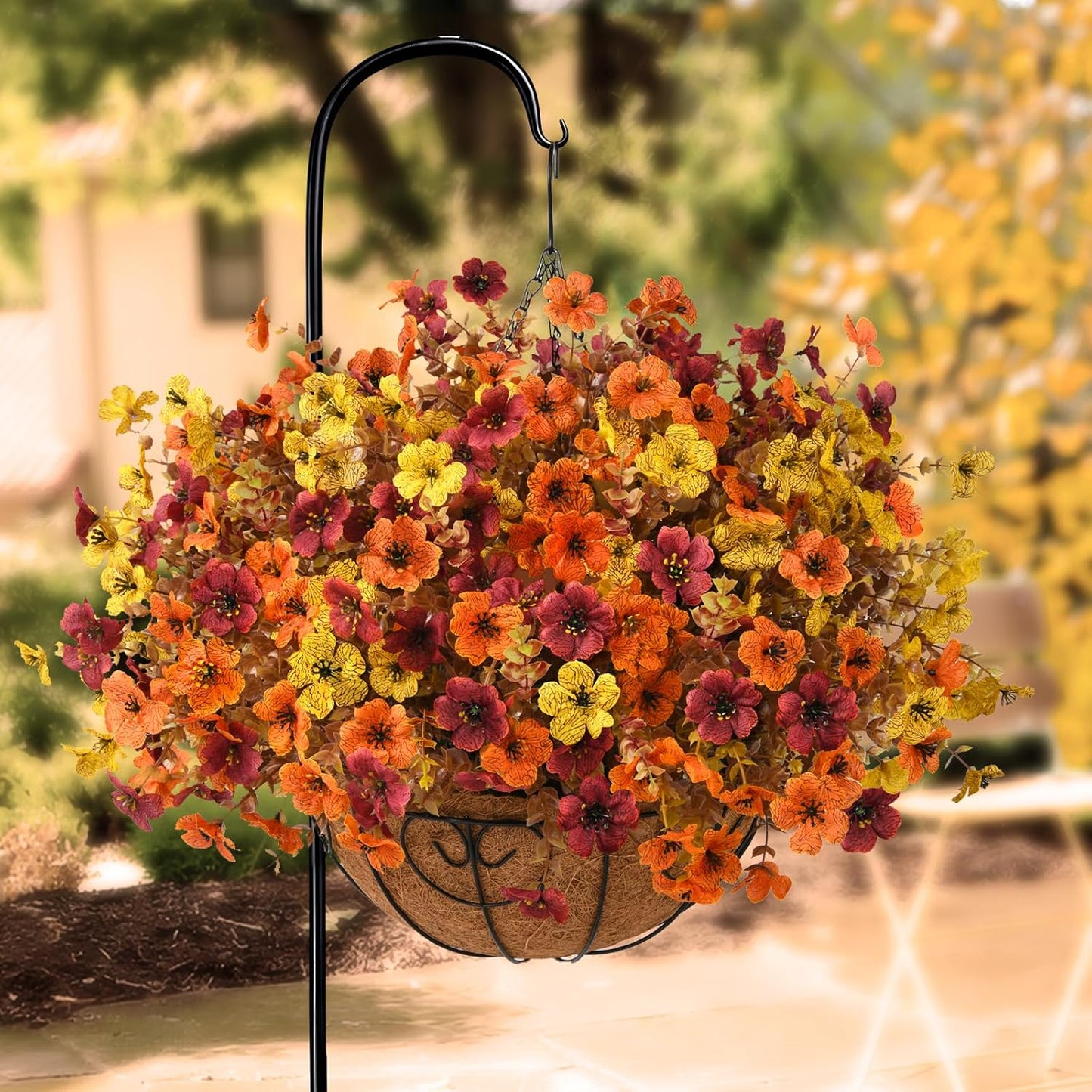 INQCMY Artificial Fake Fall Plants Flowers for Outdoor Outside Decoration - 12 Bundles