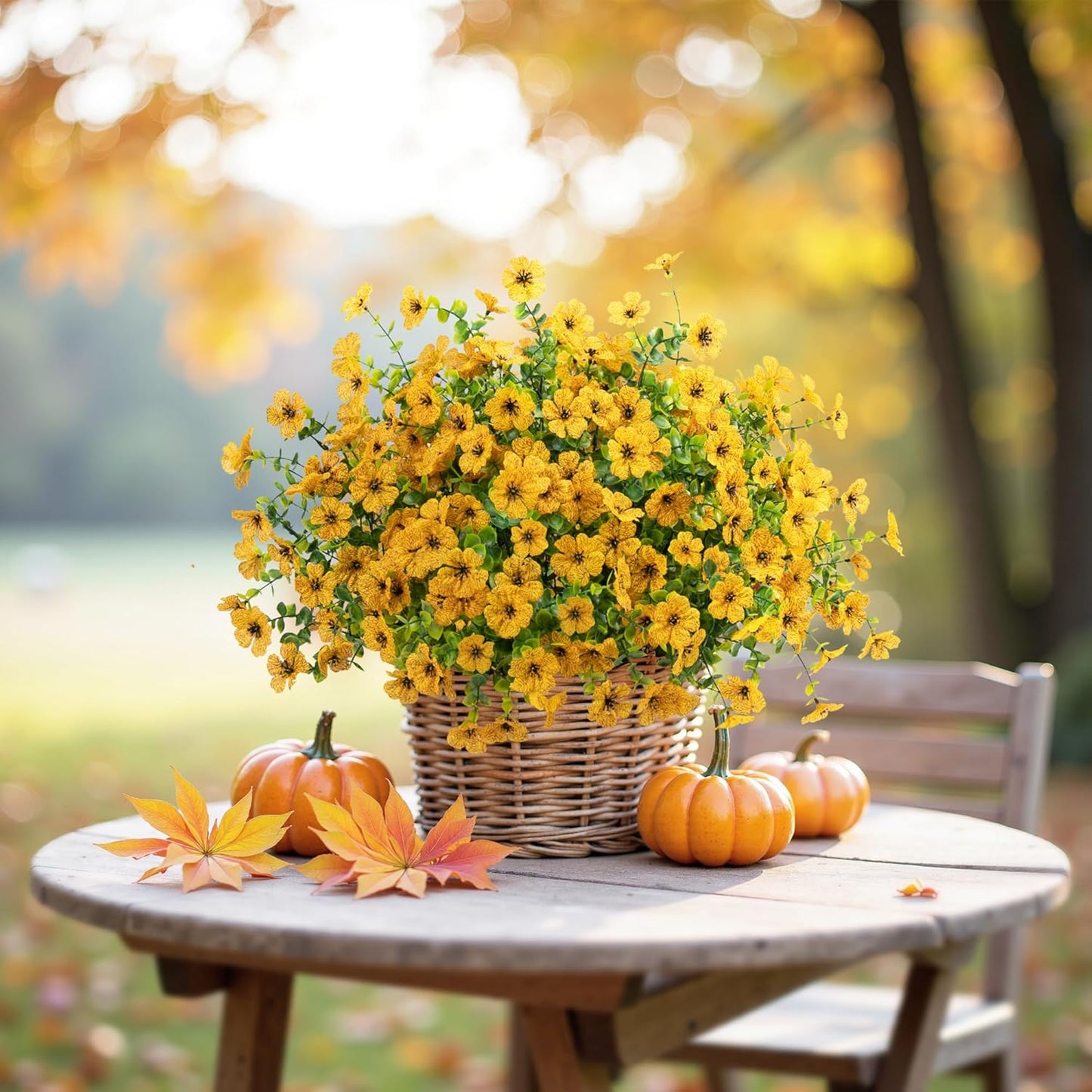 16 Bundles Artificial Mums Fall Flowers for Outdoors