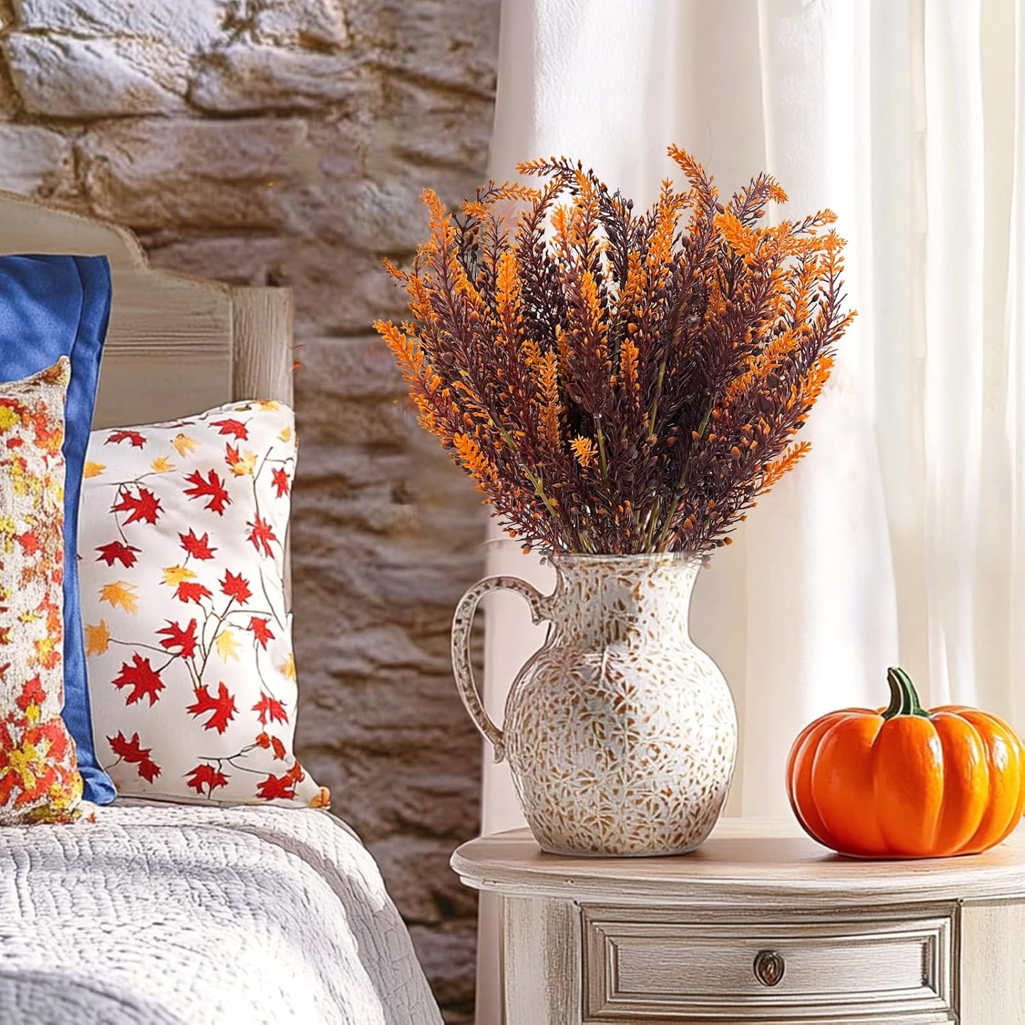 TURNMEON 10 Bundles Artificial Fall Flowers for Outdoors Fall Decorations
