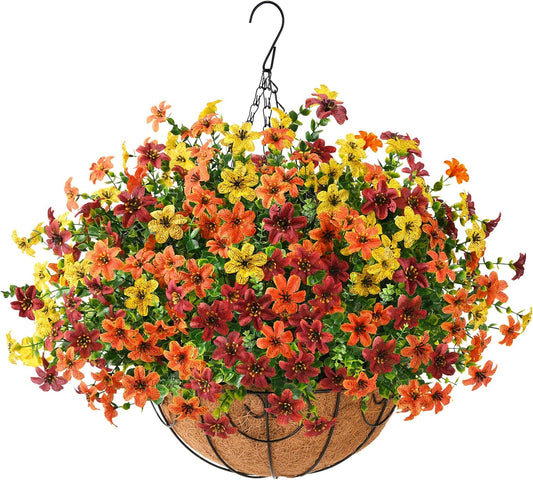 Artificial Fall Flowers Hanging Basket Plants