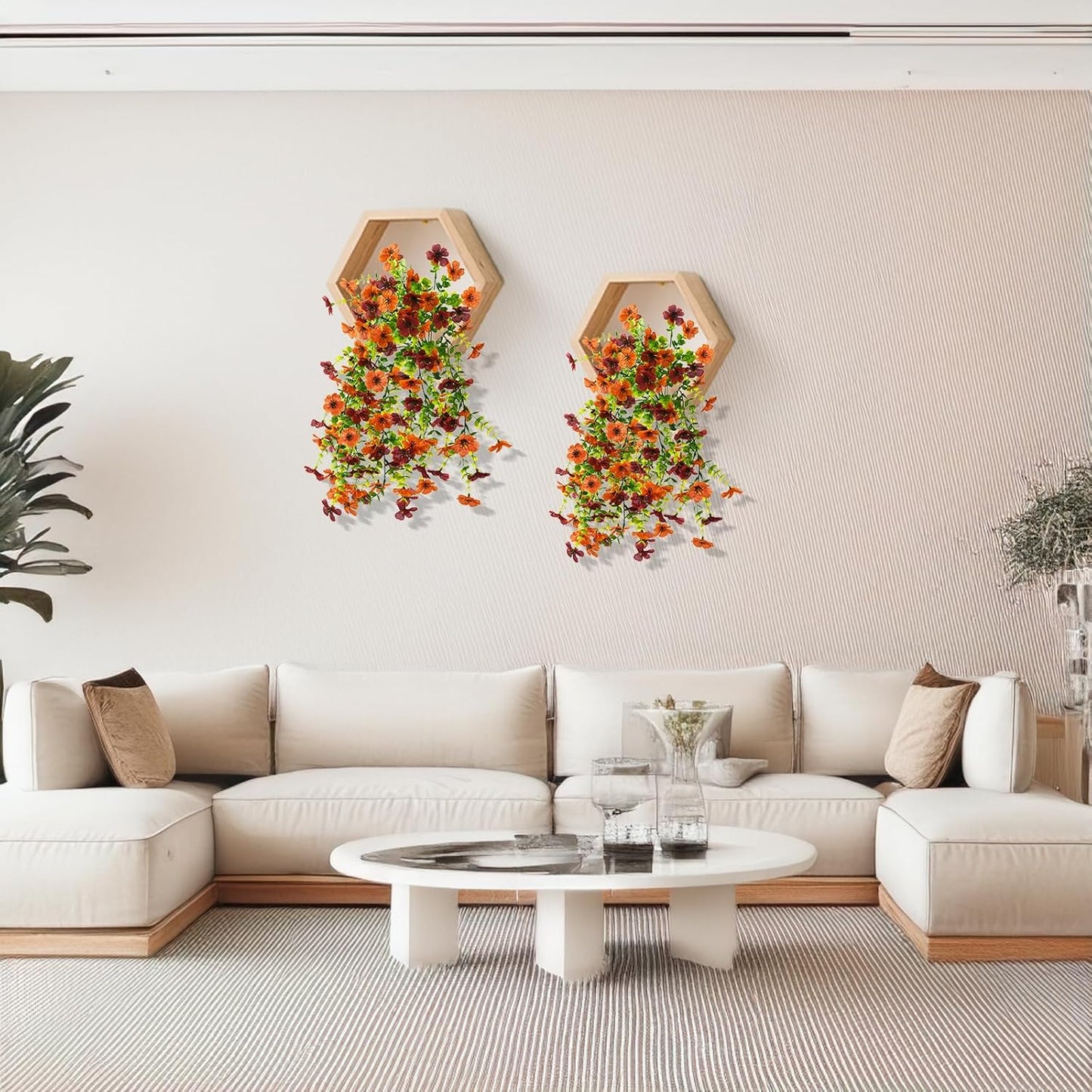 Artificial Hanging Flowers Plants for Outdoor Fall Decoration - 2PCS