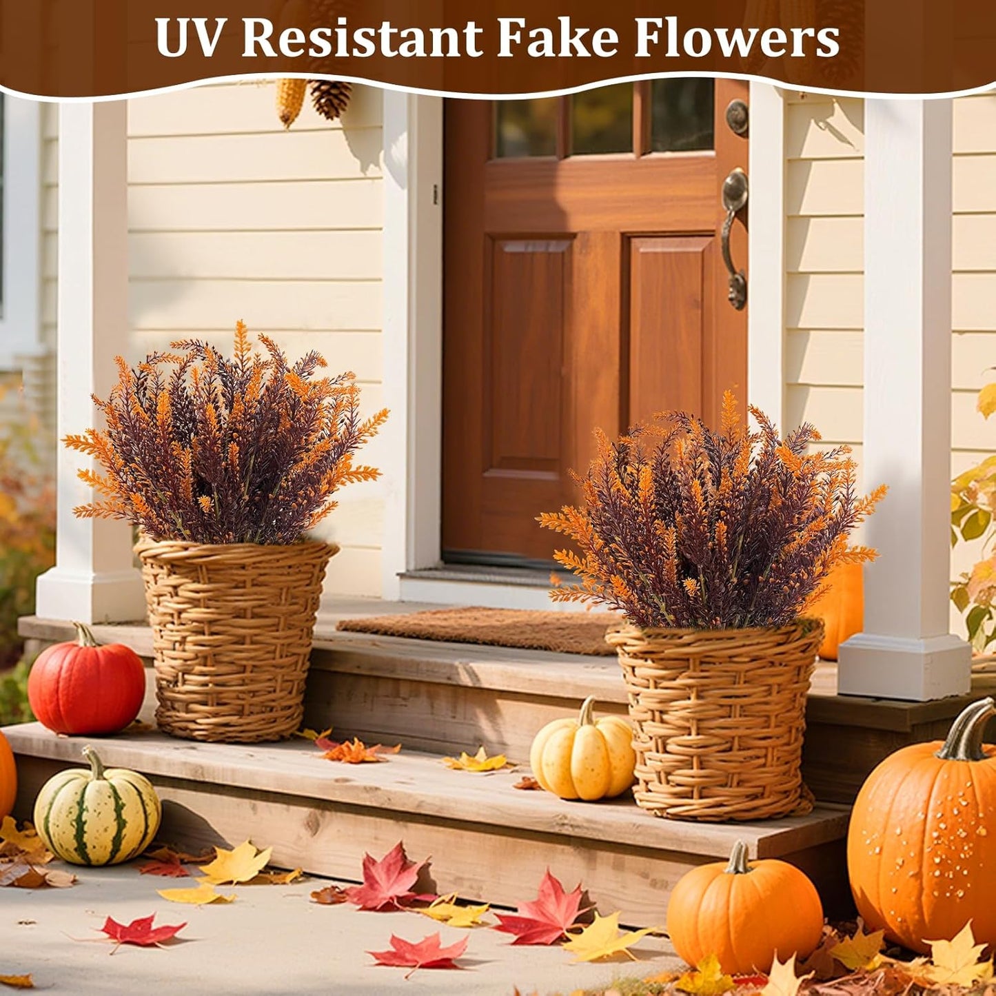 TURNMEON 10 Bundles Artificial Fall Flowers for Outdoors Fall Decorations