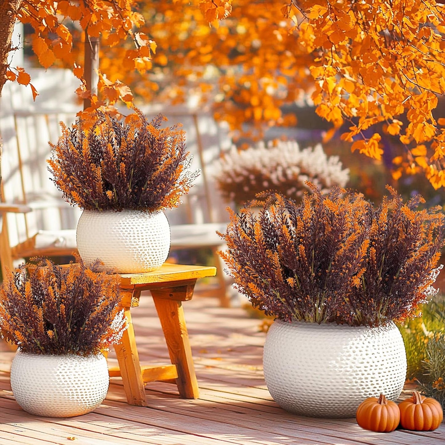 TURNMEON 10 Bundles Artificial Fall Flowers for Outdoors Fall Decorations