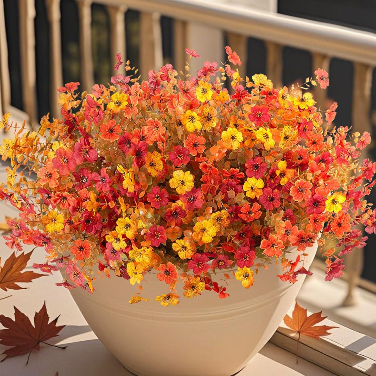 12 Bundles Fake Mums Fall Flowers Artificial for Outdoors Decoration