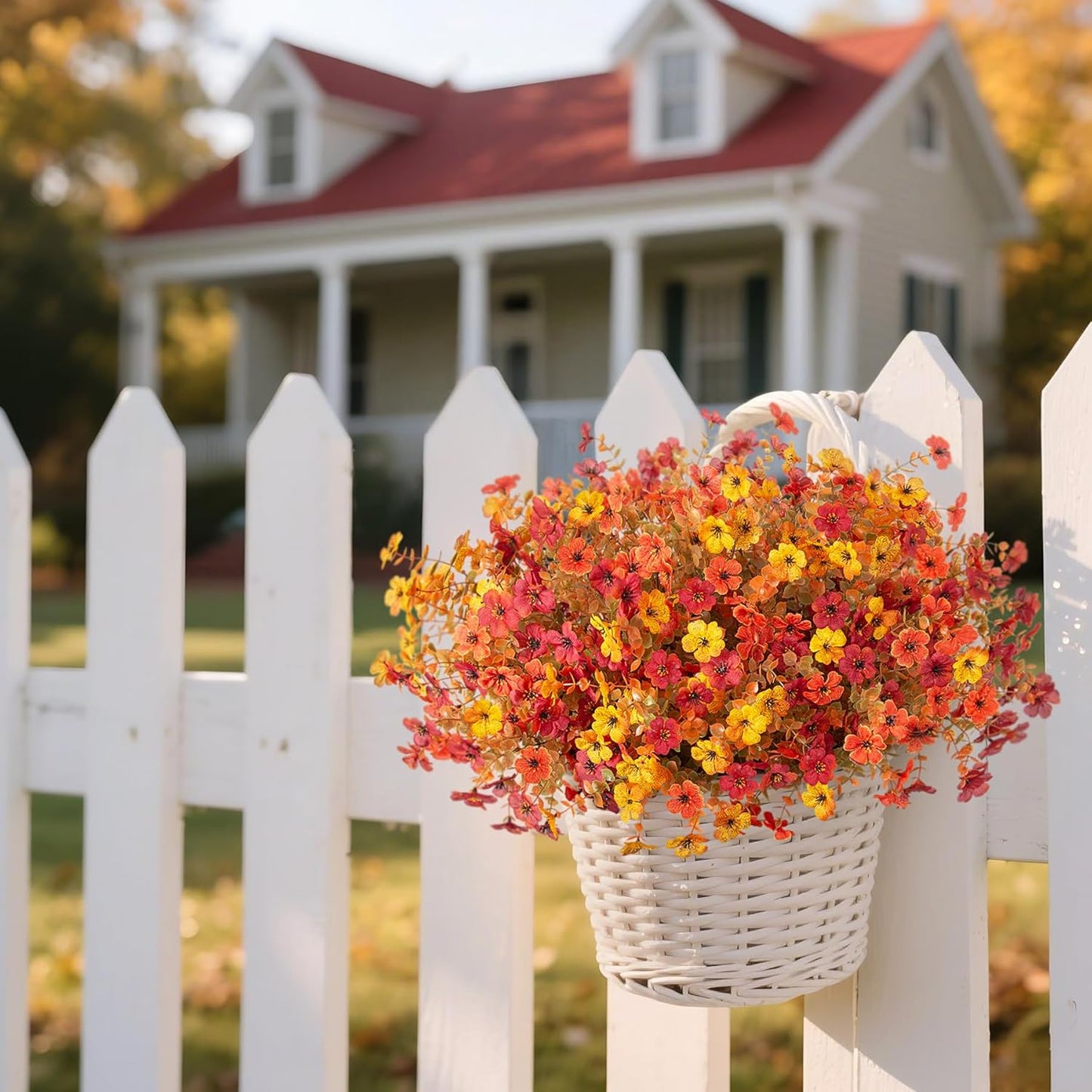 12 Bundles Fake Mums Fall Flowers Artificial for Outdoors Decoration