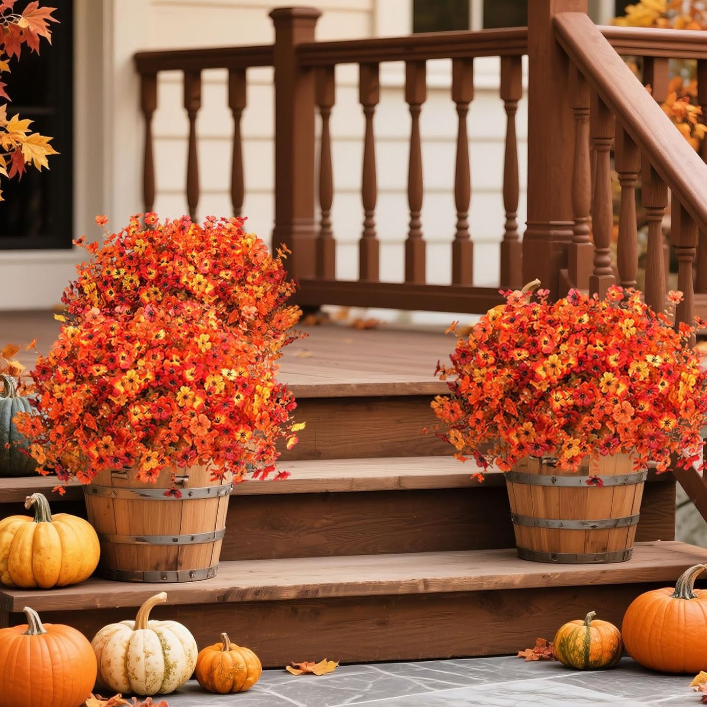 Artificial Fall Flowers for Decoration Fake Flowers Outdoor Artificial Plants - 12 Bundles