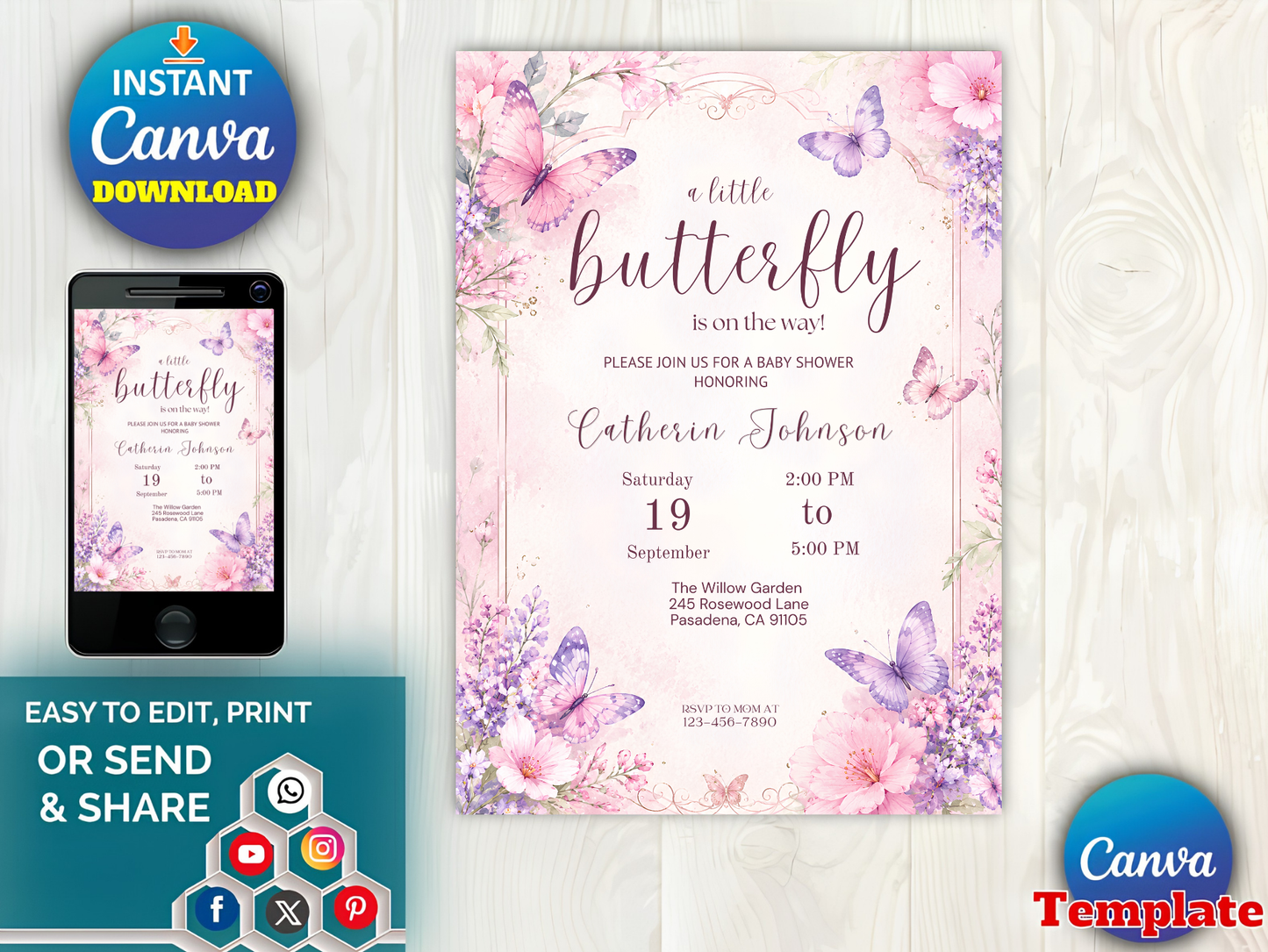 Baby shower invitation mobile digital preview