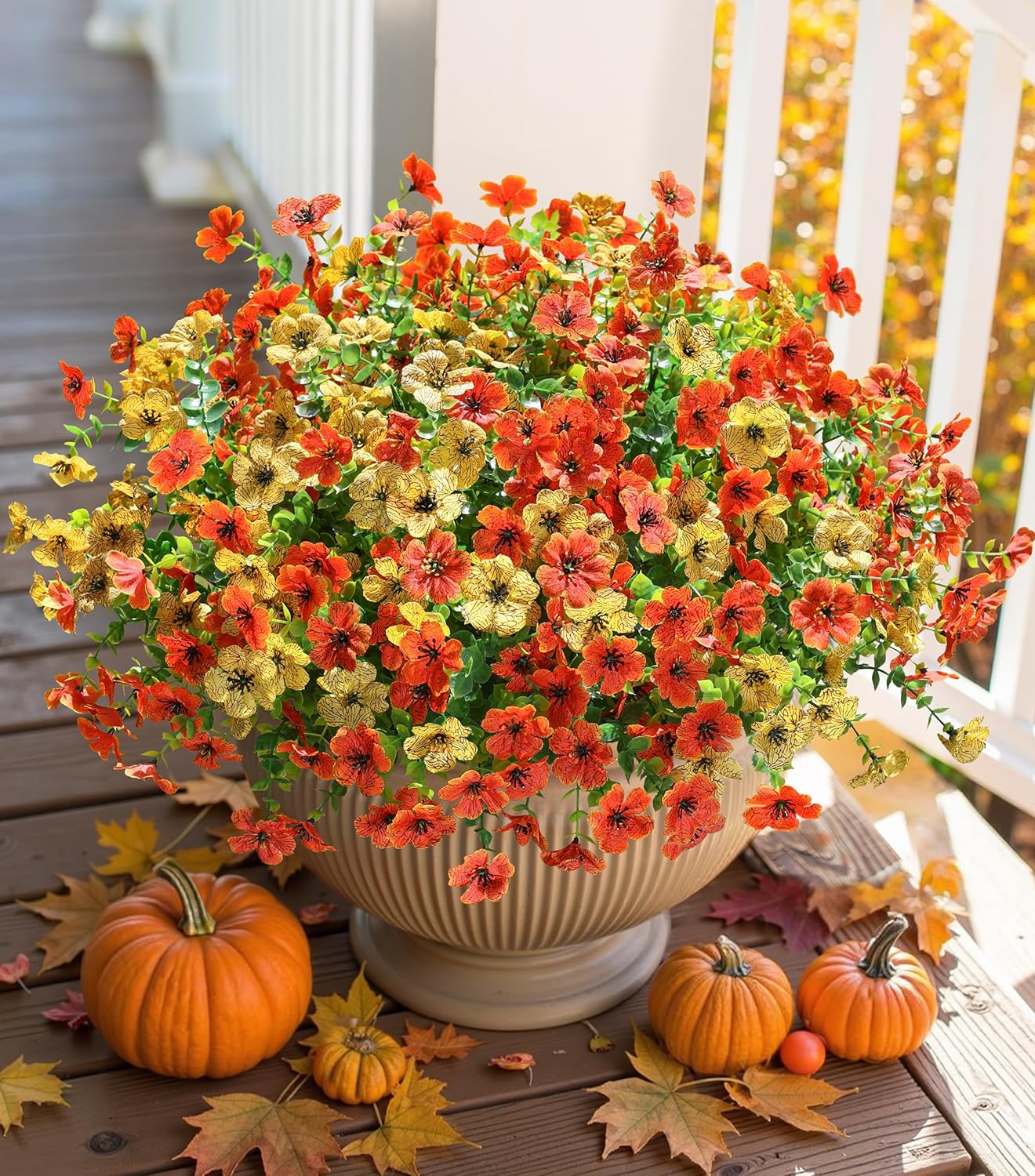 Artificial Fall Flowers Faux Mums for Outdoor Indoor Garden Home Decoration- 12 Bundles