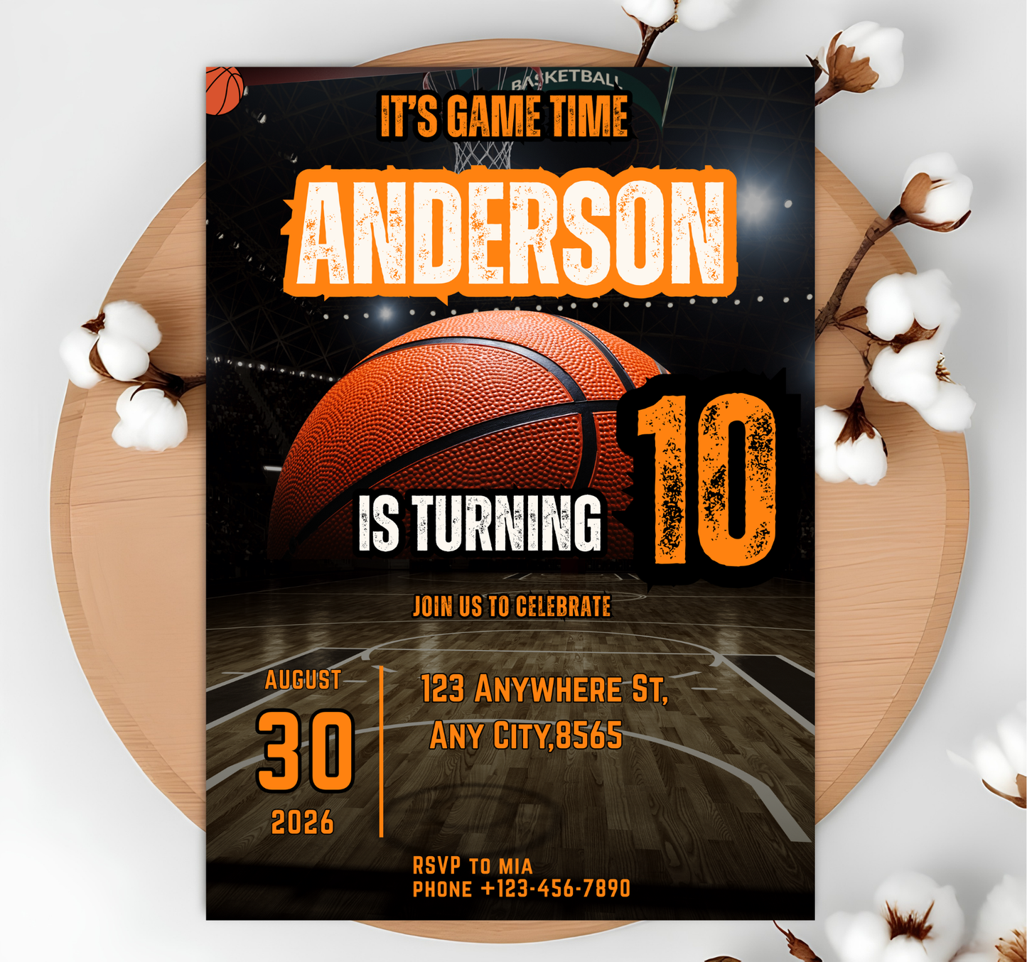 Basketball Birthday Invitation Template, Game Time Editable Invite, Boy Birthday Party Canva Template, Sports Birthday, Instant Download