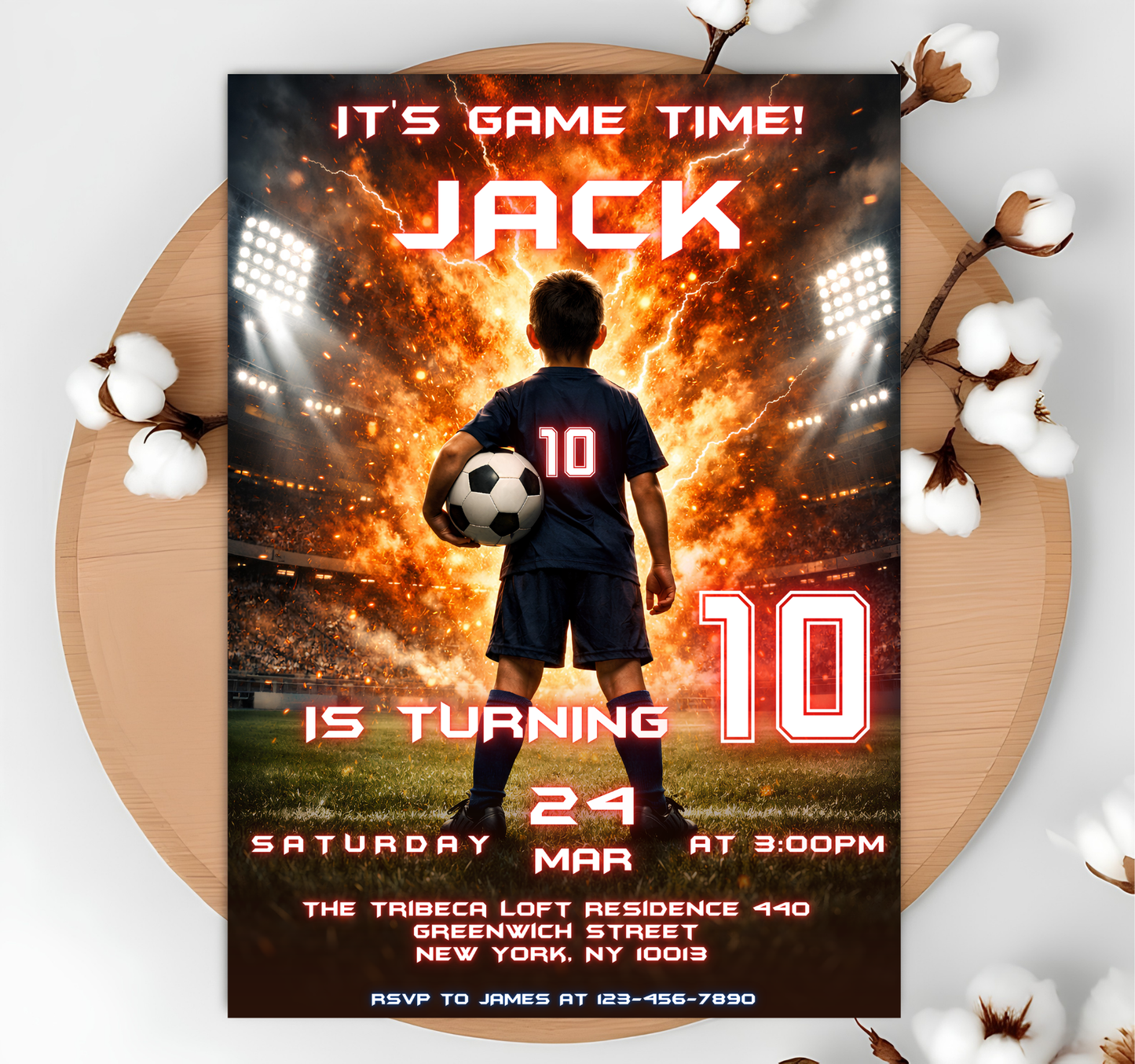 Editable Soccer Party Invitation