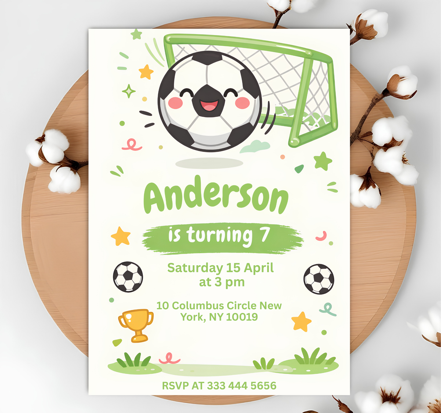 Editable Soccer Party Invite, Sports Theme, Kids Football Birthday