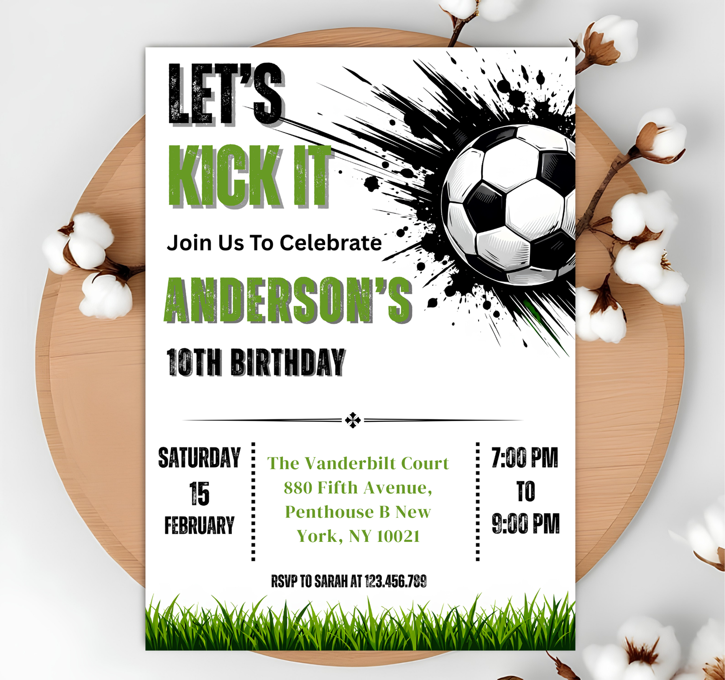 Editable Soccer Birthday Invitation Template