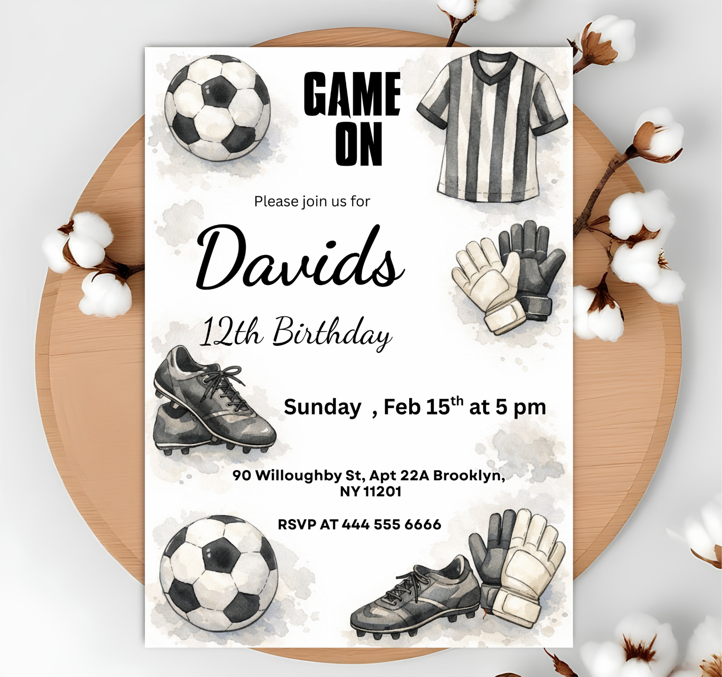 Editable Soccer Party Invite, Sports Theme, Kids Football Birthday