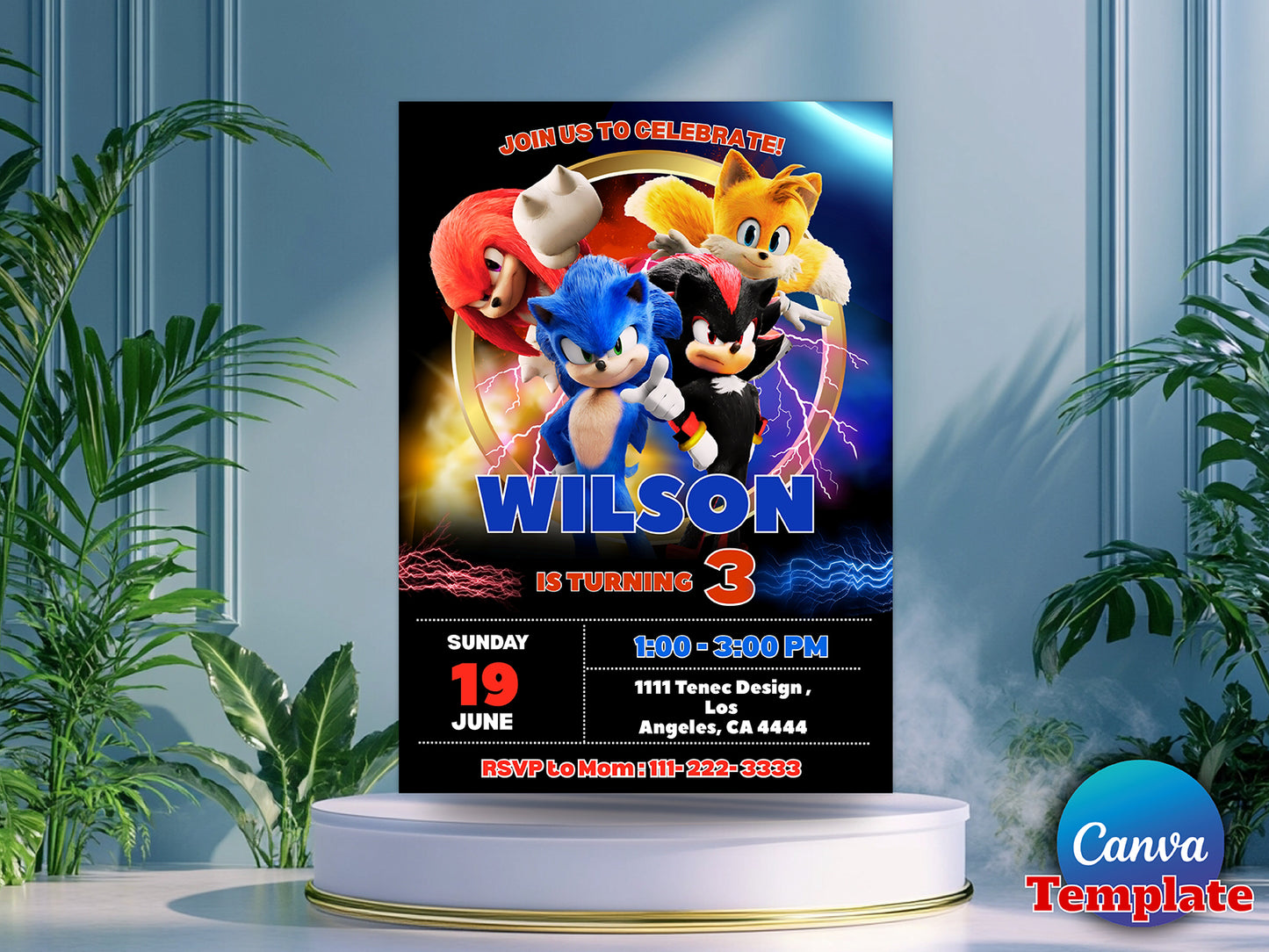 Super Sonic  Birthday Party Invitation(Printable)