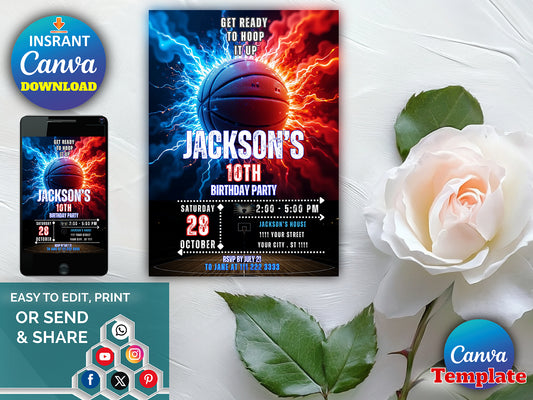 Basketball Birthday Invitation(Printable)