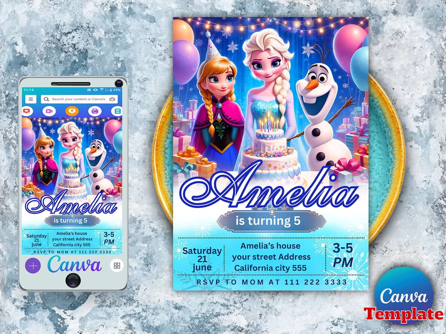 Frozen Editable Birthday Invitation Template(Printable)