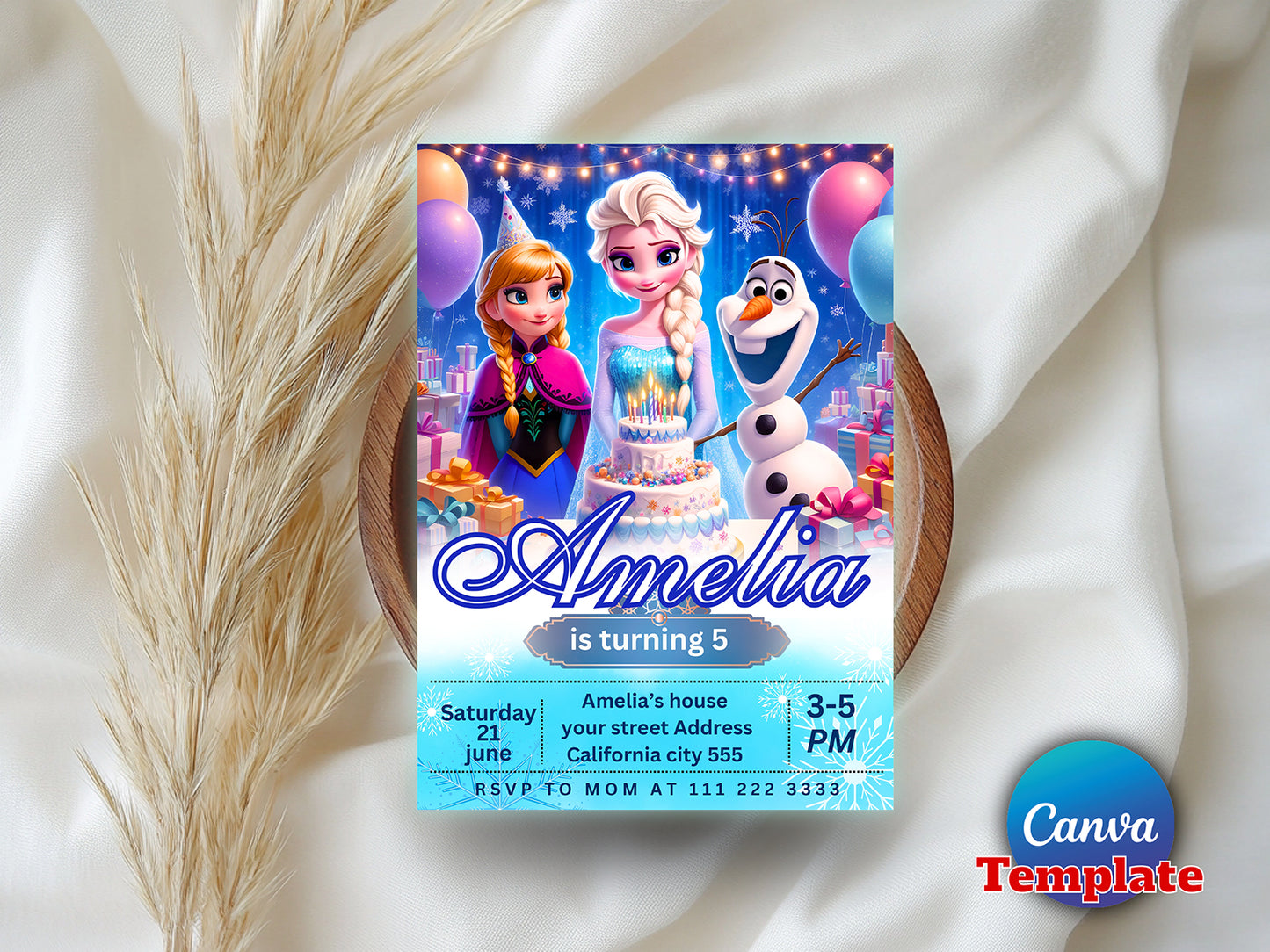 Frozen Editable Birthday Invitation Template(Printable)