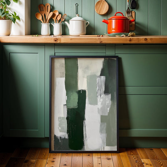 Green Minimalist Abstract Painting and White Minimalist Abstract Wall ArtPrintable+Physical)
