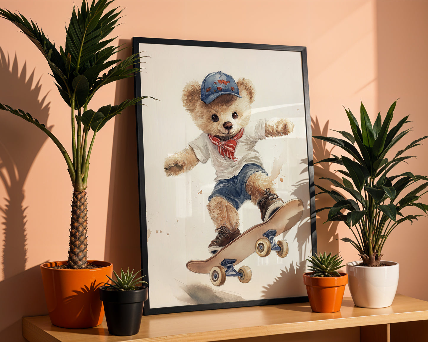 Vintage Teddy Bear Skateboard Wall Art(Printable+Physical)