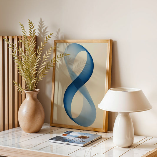 Mid-century Trendy Bracing Blue Beige Organic Lines Minimalistic Printable Wall Art(Printable+Physical)