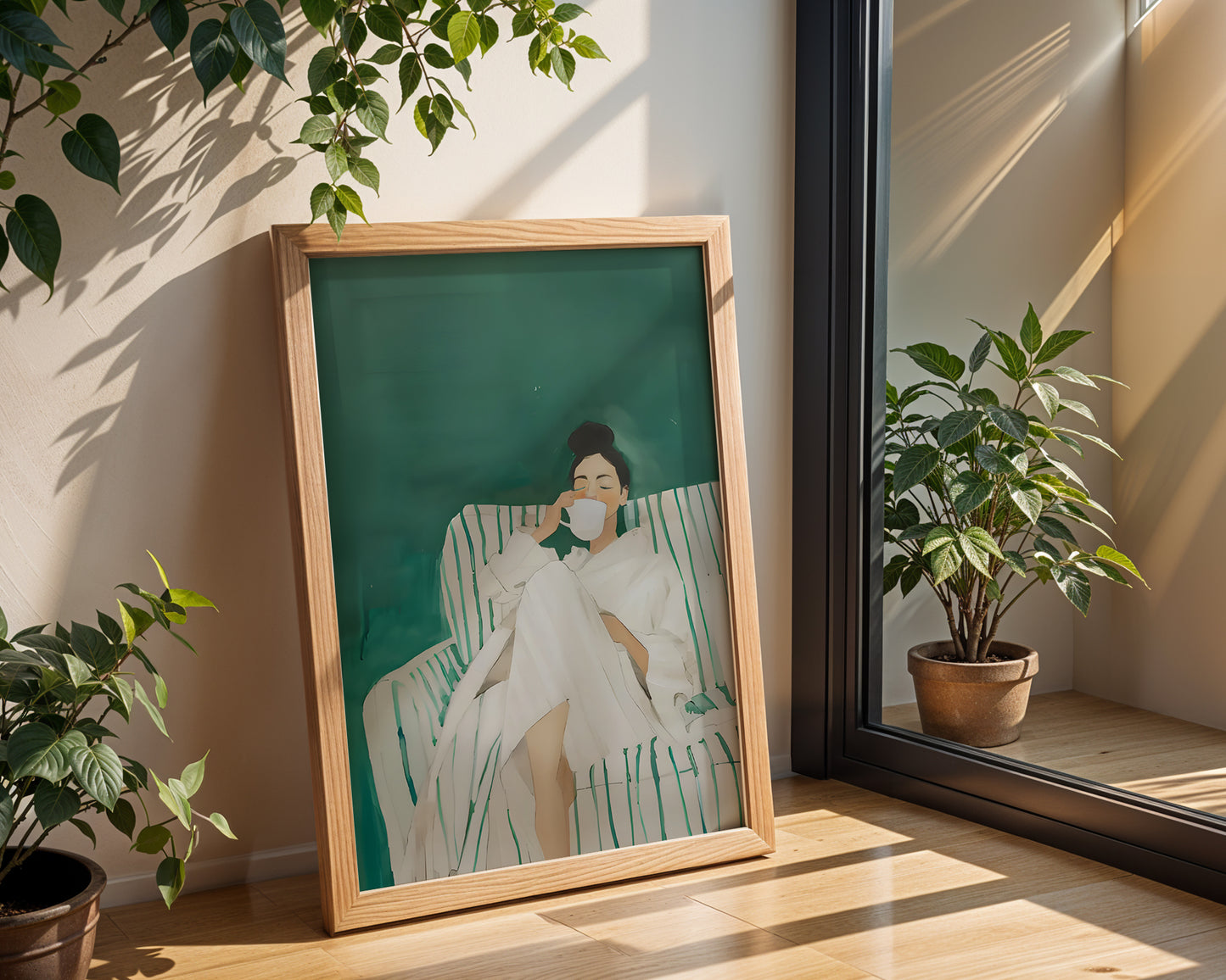 Emerald Green Abstract People Large Wall Artt(Printable+Physical)