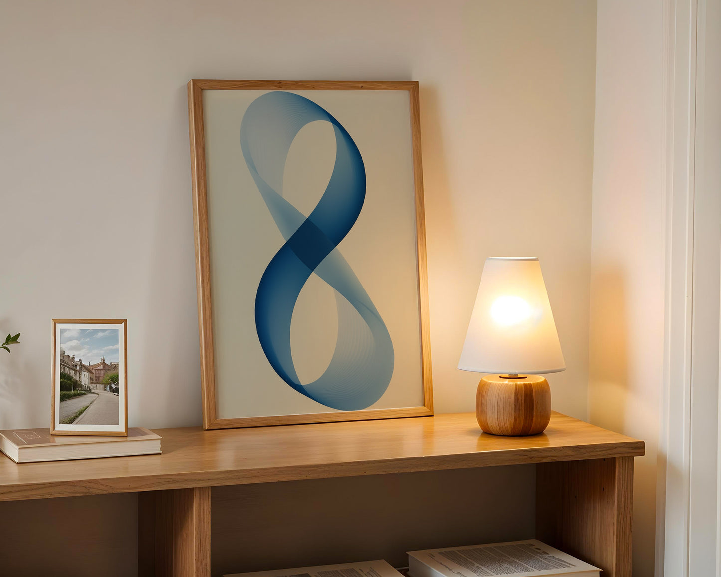 Mid-century Trendy Bracing Blue Beige Organic Lines Minimalistic Printable Wall Art(Printable+Physical)
