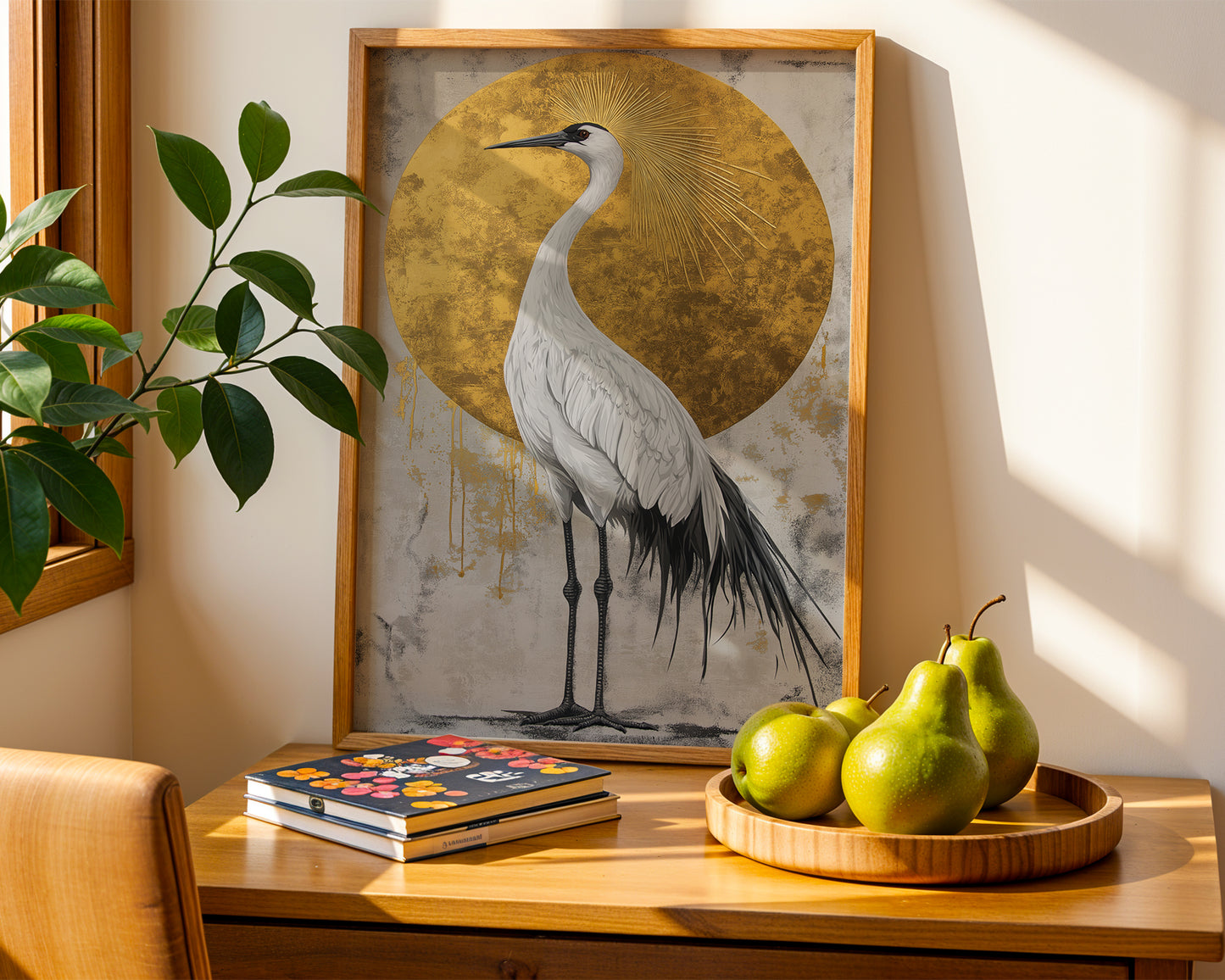 Yellow crowned crane painting(Printable+Physical)