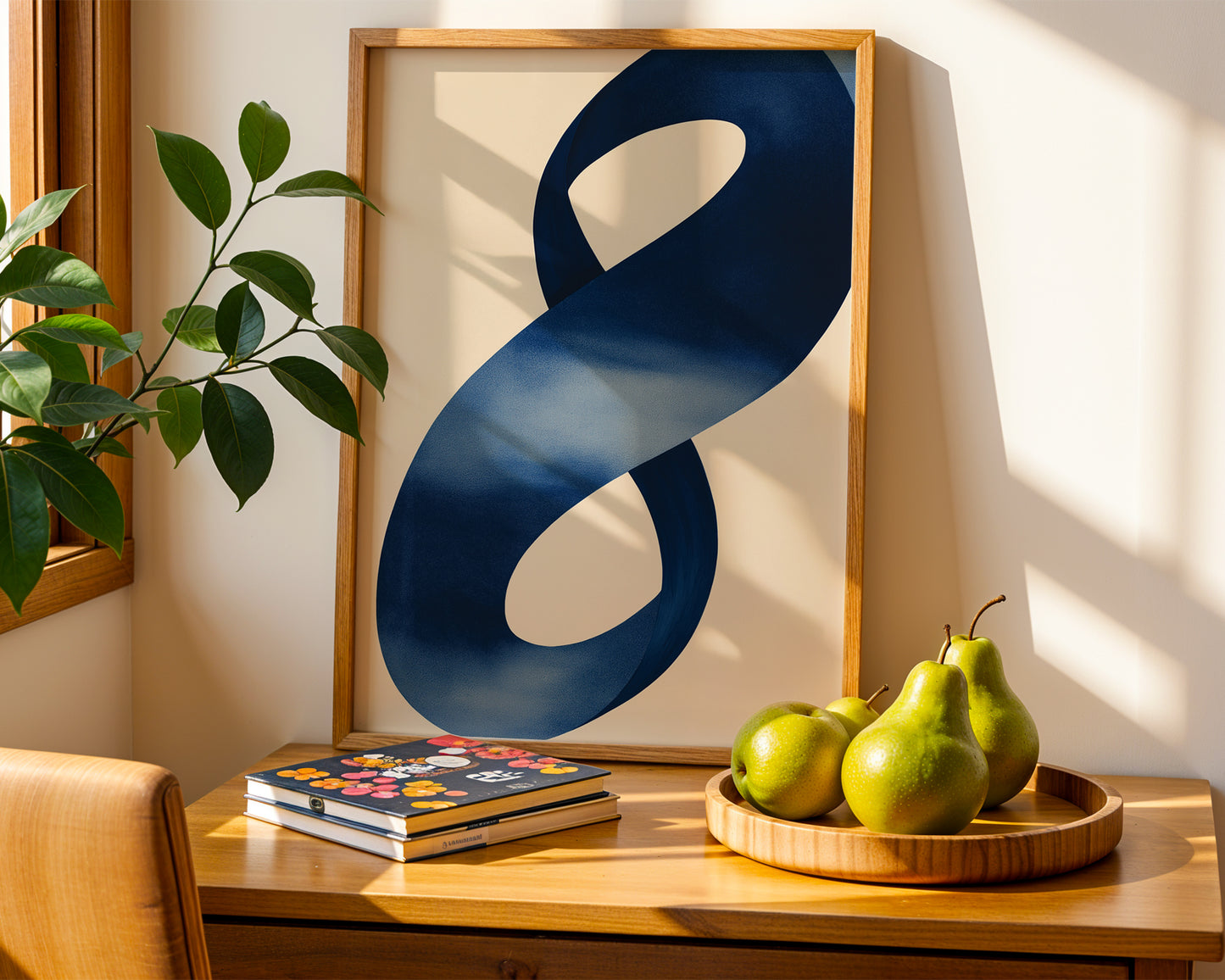 Mid-century Trendy Bracing Blue Beige Organic Lines Minimalistic Printable Wall Art(Printable+Physical)