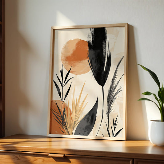Black Beige and Brown Abstract Print(Printable+Physical)