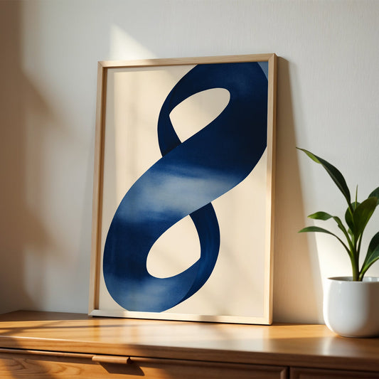 Mid-century Trendy Bracing Blue Beige Organic Lines Minimalistic Printable Wall Art(Printable+Physical)