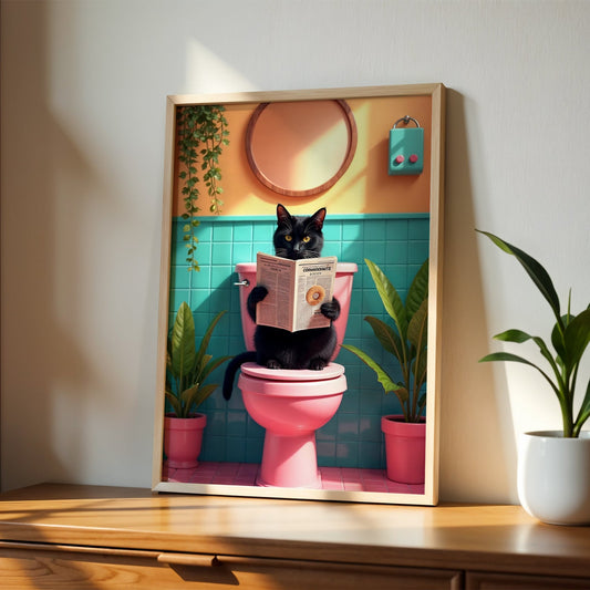 Bathroom Cat Print(Printable+Physical)