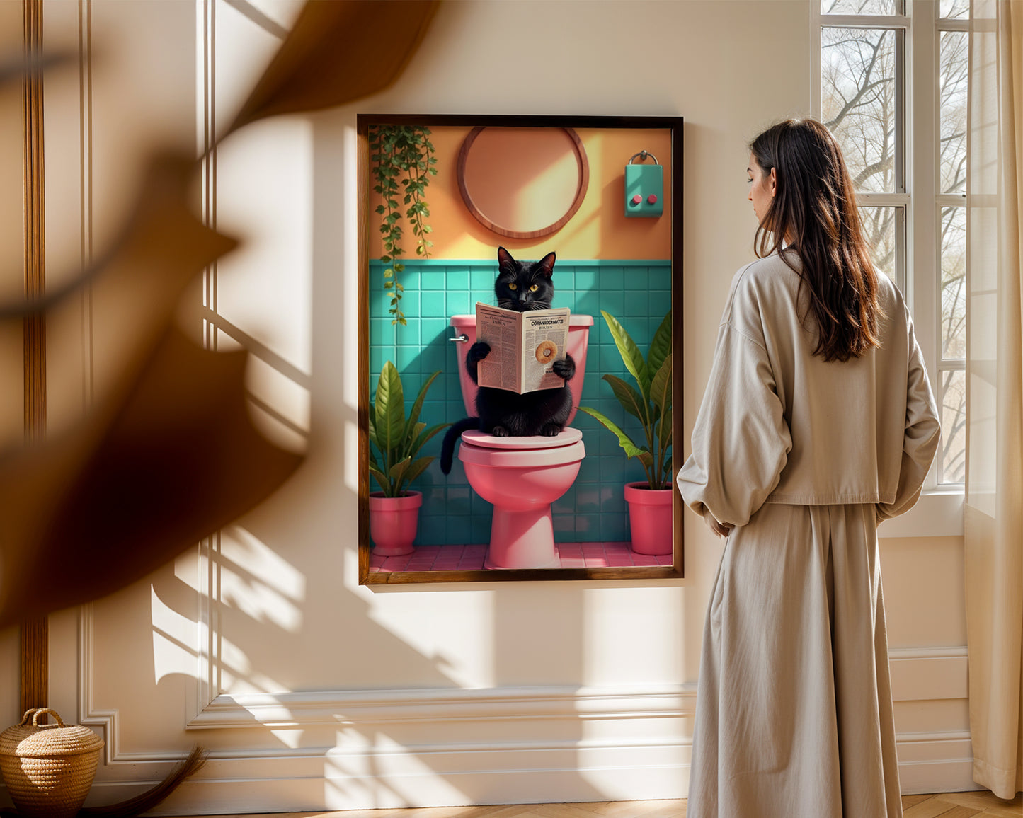 Bathroom Cat Print(Printable+Physical)